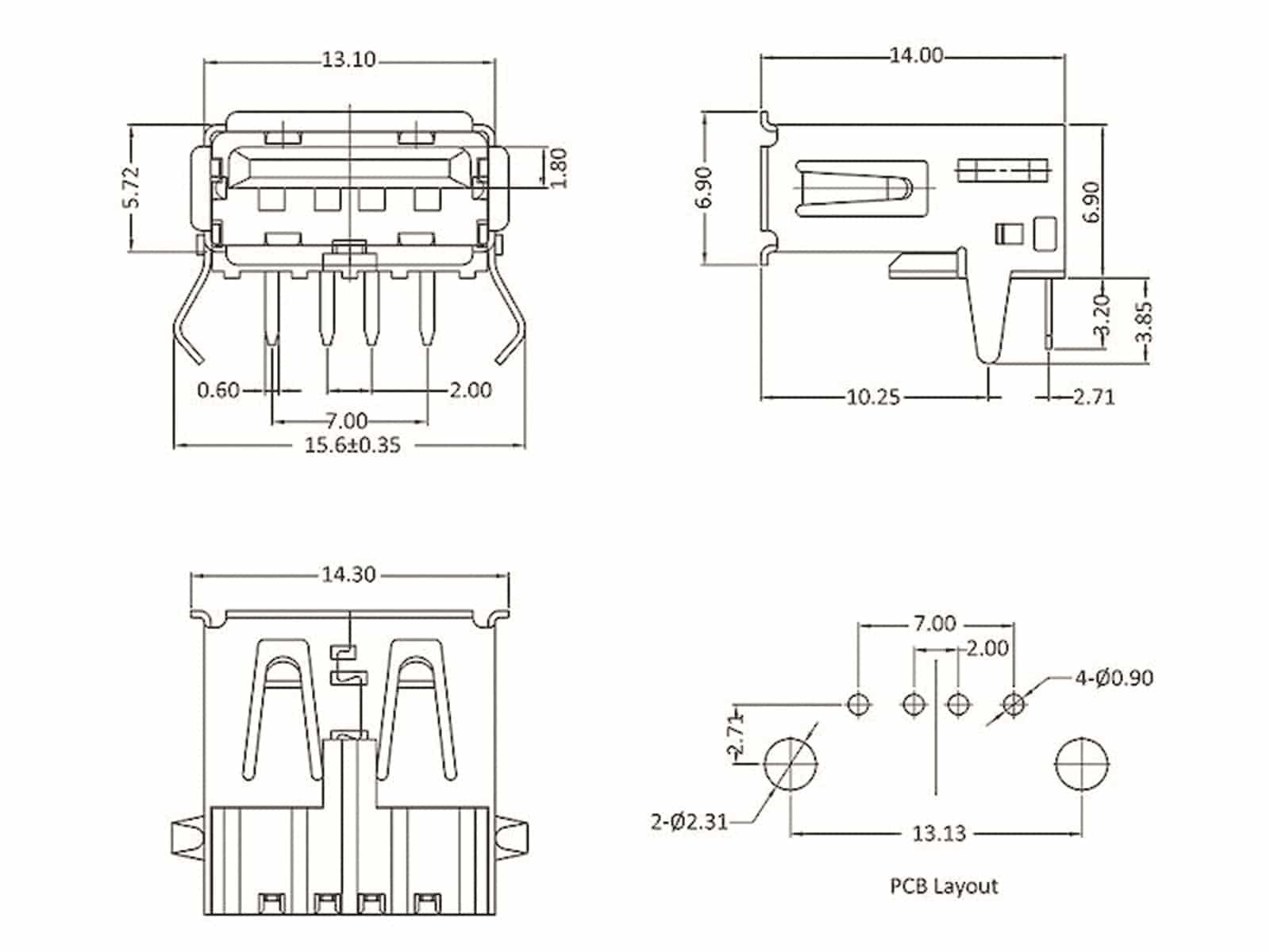 ECON CONNECT USB-A-Buchse, print, abgewinkelt