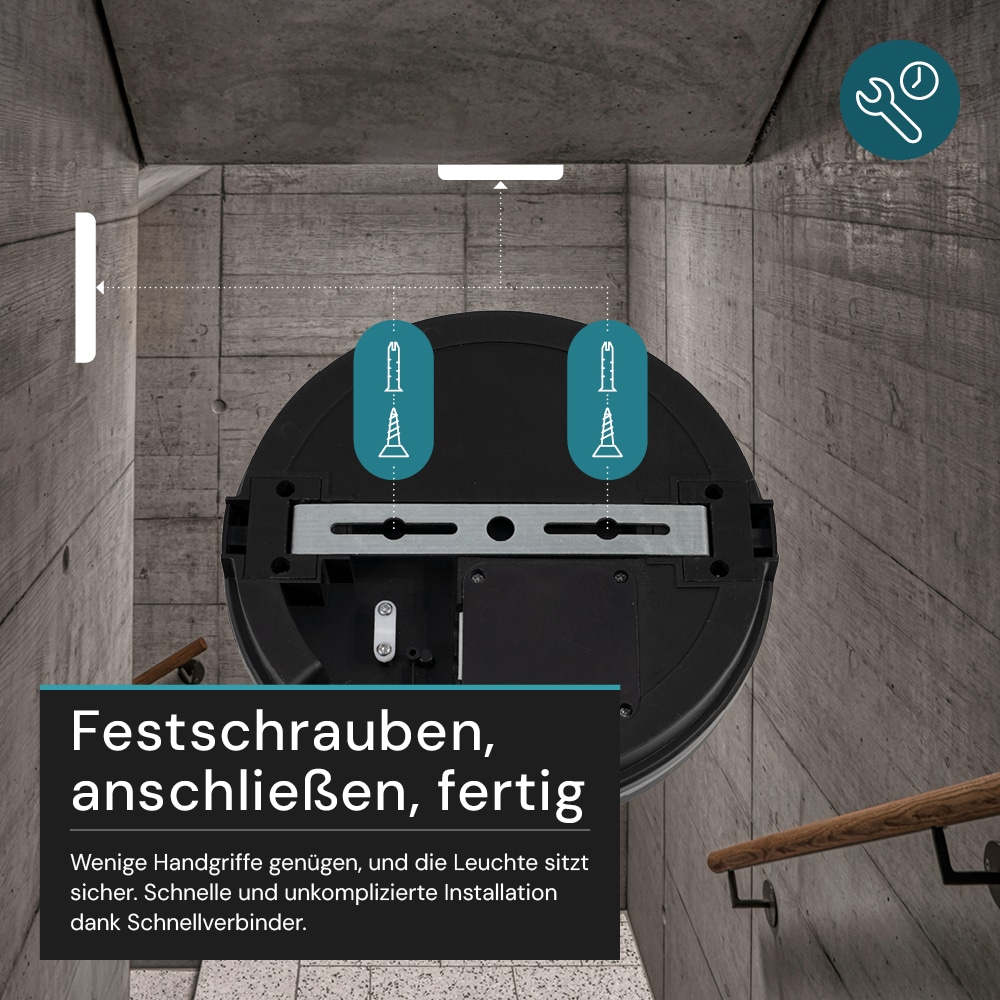 LUXULA LED-Deckenleuchte, 20W, EEK: F, 2000lm, CCT, IP65, schwarz/weiß