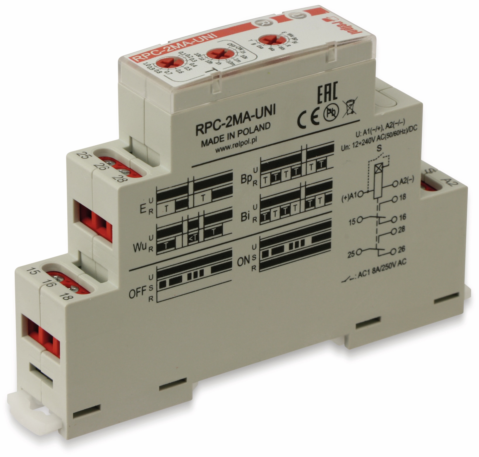 RELTECH Zeitrelais RMFR2, 2 Wechsler, 10 Funktionen RELTECH Zeitrelais RMFR2, 2 Wechsler, 10 Funktionen