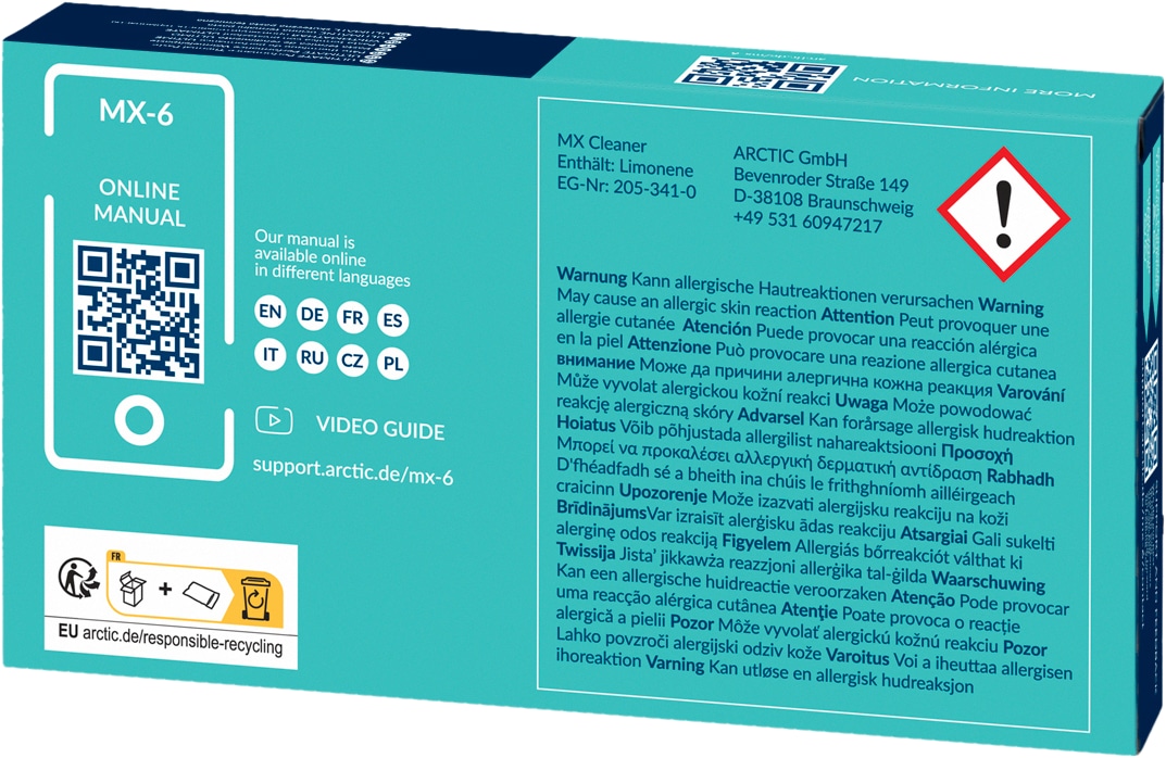 ARCTIC Wärmeleitpaste MX-6 4g + 6x MX Cleaner