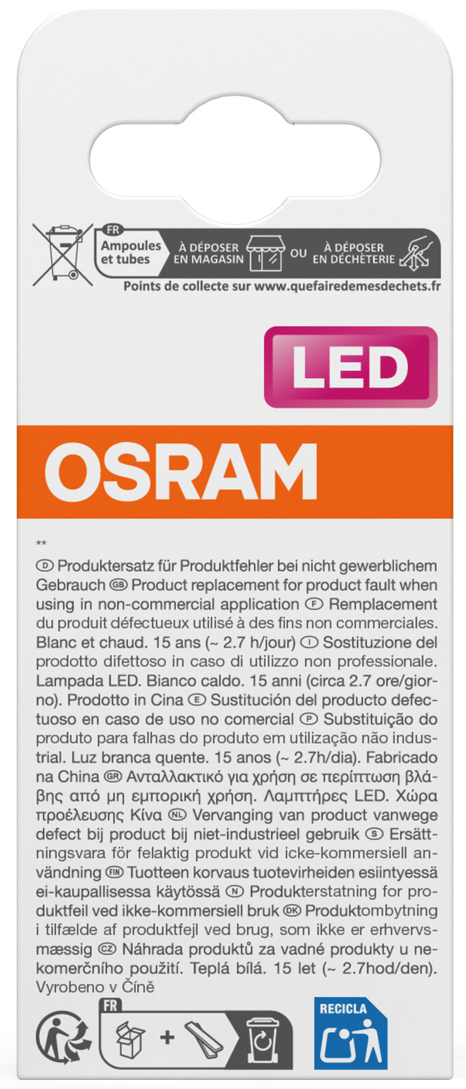 OSRAM LED-Lampe Retrofit, 3,4 W, E27, 2700 K, EEK: D, 470 lm, IP20, warmweiß