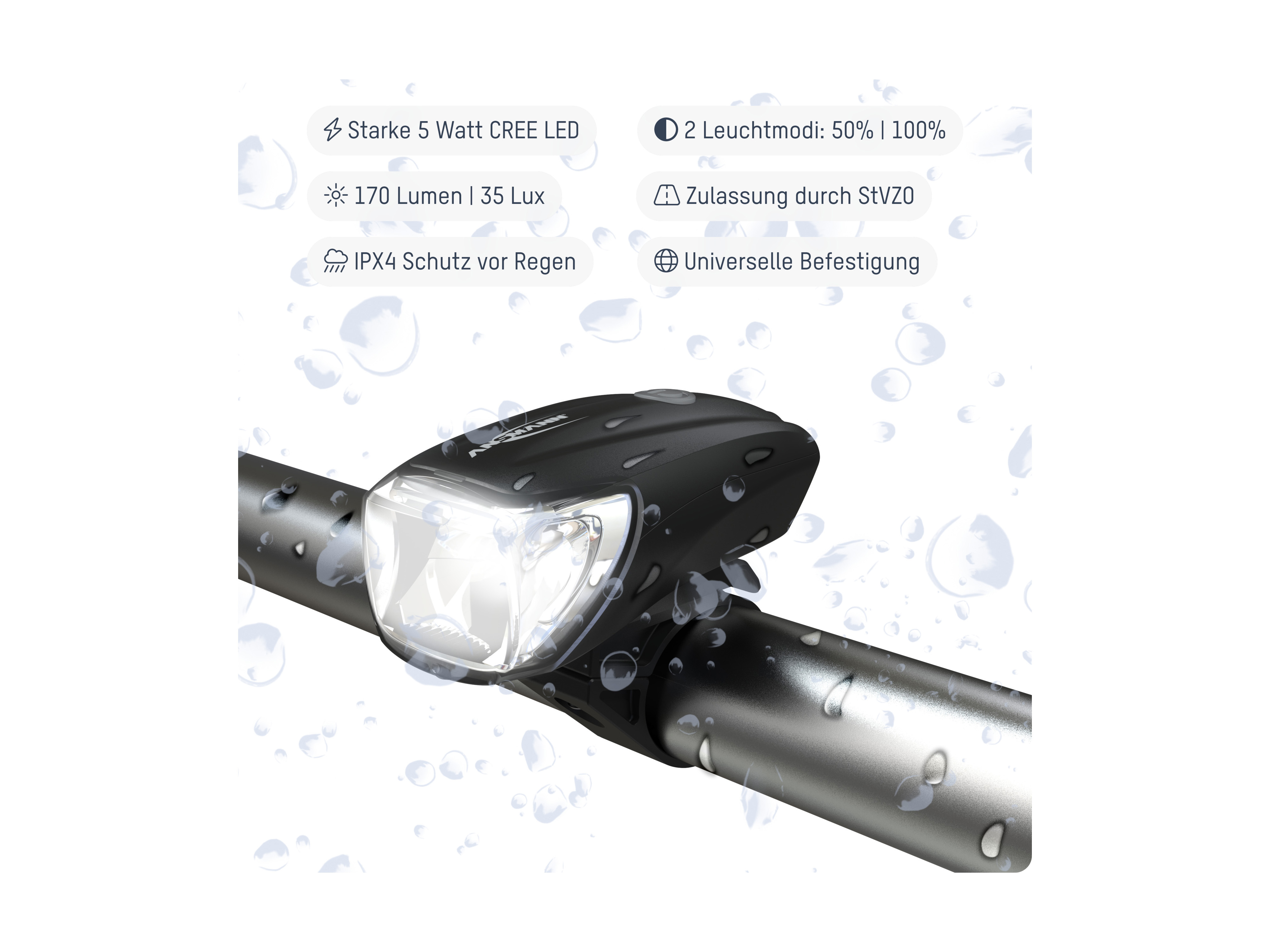 ANSMANN LED-Fahrrad-Beleuchtungs-Set, 1600-0254