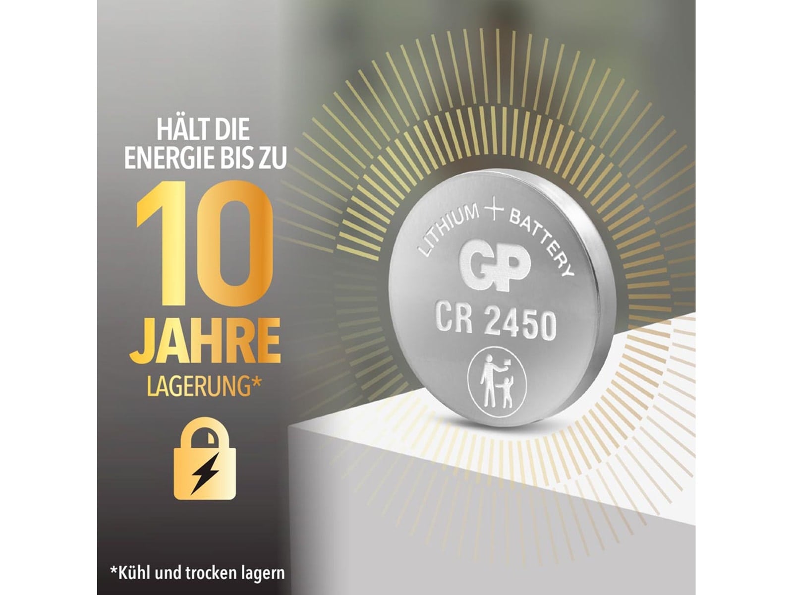 GP Knopfzelle, CR2450, Lithium, 3 V, 2 St.