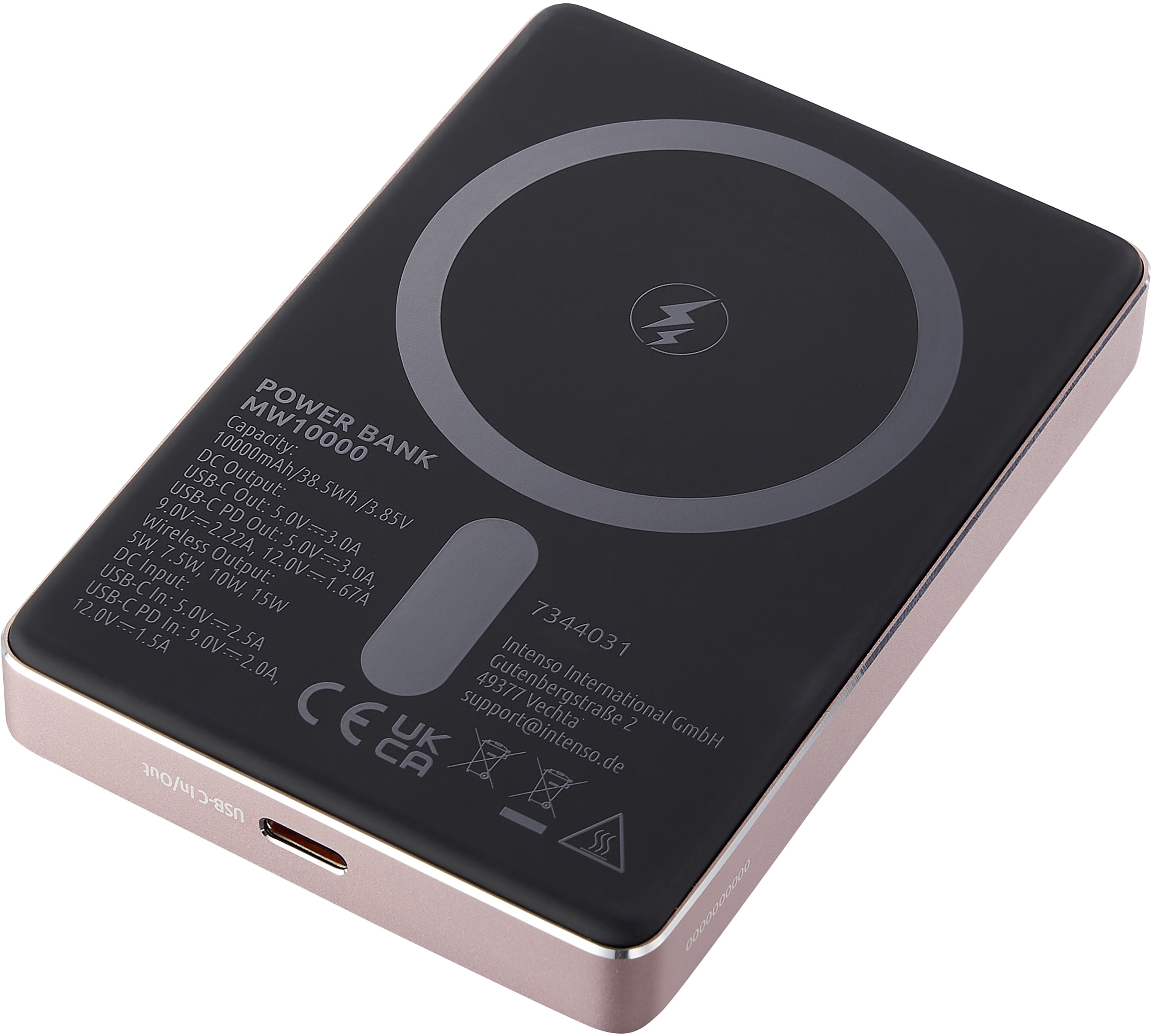 INTENSO Powerbank Magnetic Wireless, MW 10000, rose