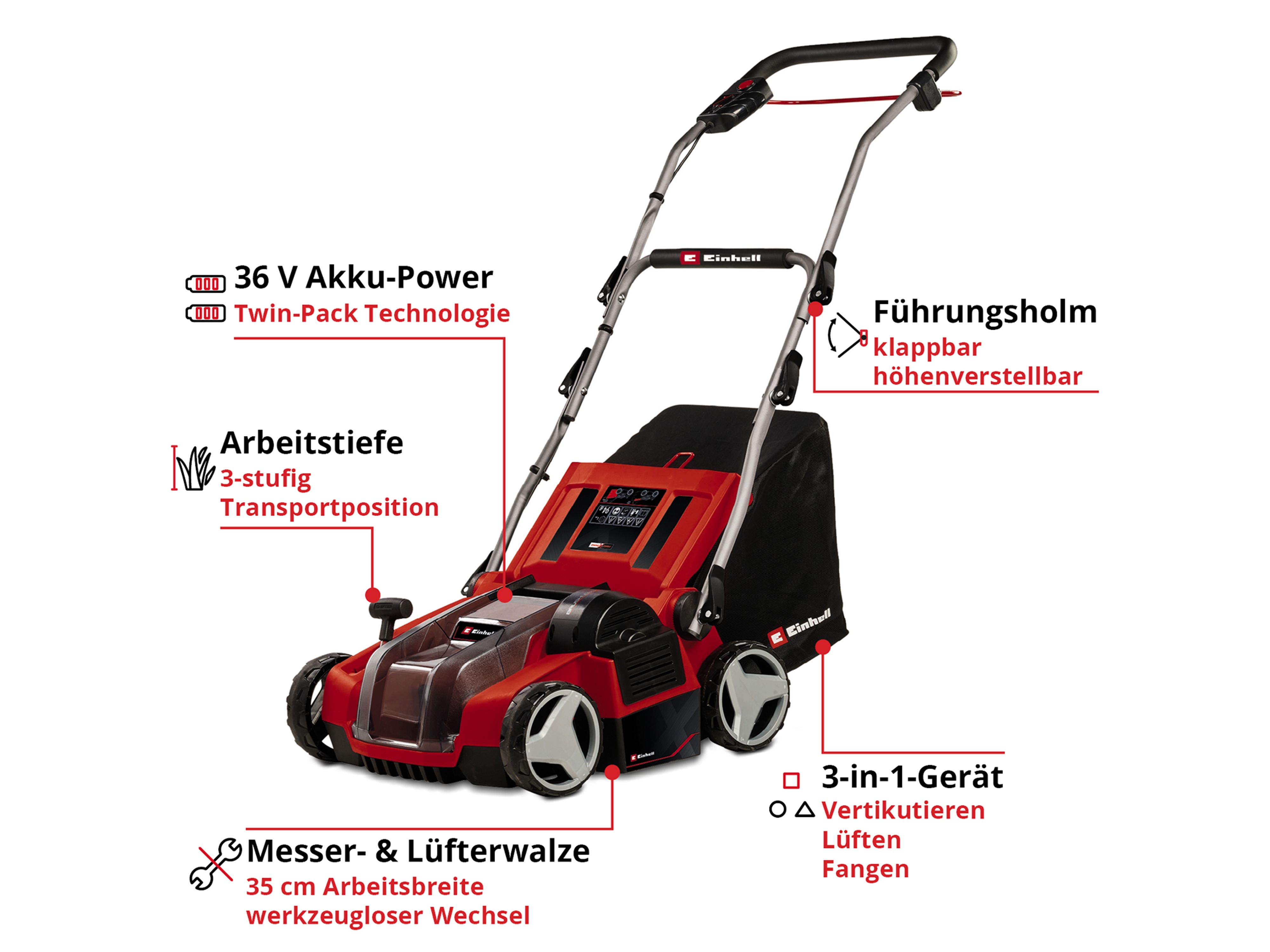 EINHELL Akku-Vertikutierer-Lüfter GE-SA 36/35 Li-Solo EINHELL Akku-Vertikutierer-Lüfter GE-SA 36/35 Li-Solo