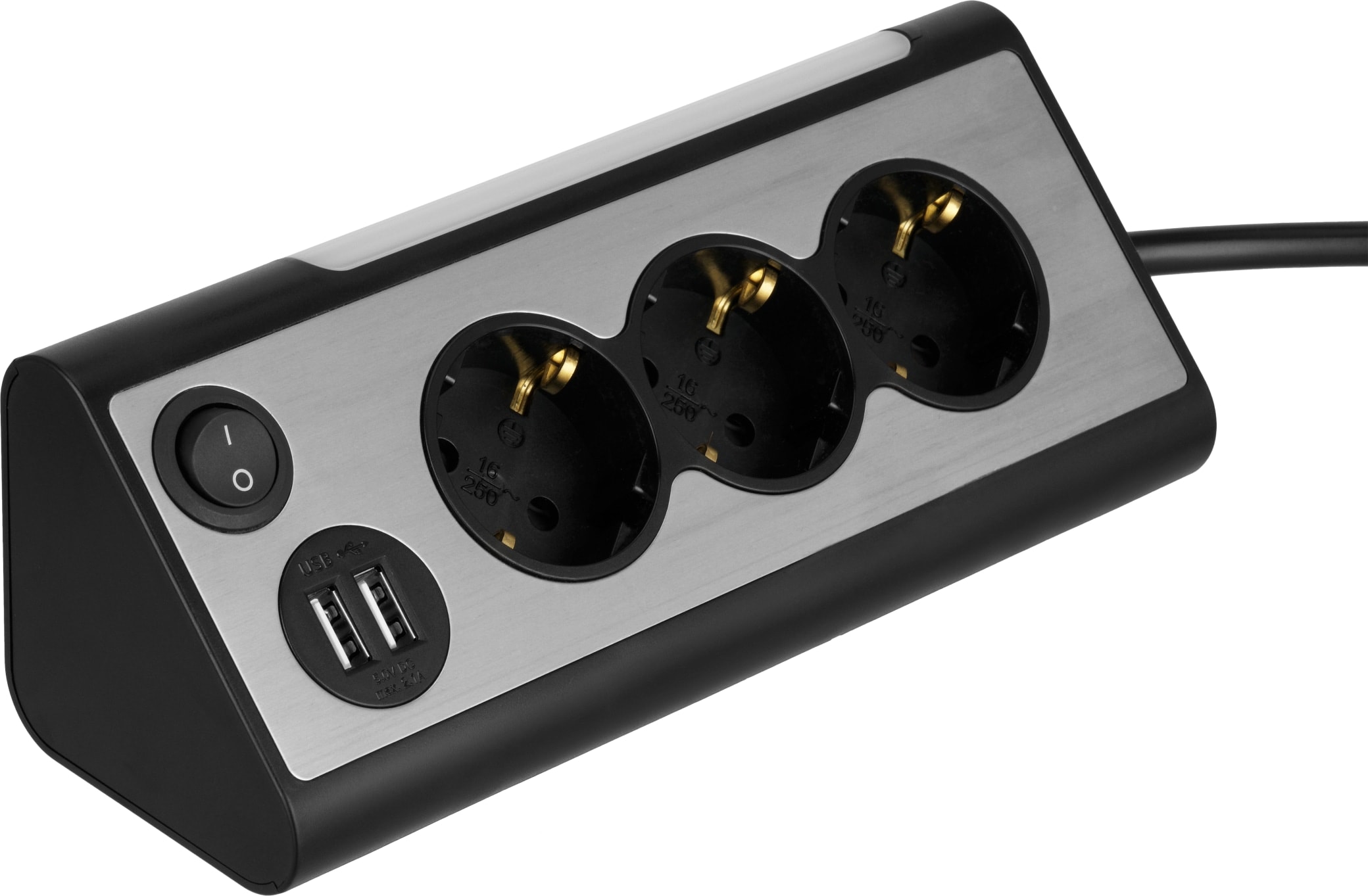 REV Steckdosenblock, 3-fach, 2x USB, beleuchtet REV Steckdosenblock, 3-fach, 2x USB, beleuchtet