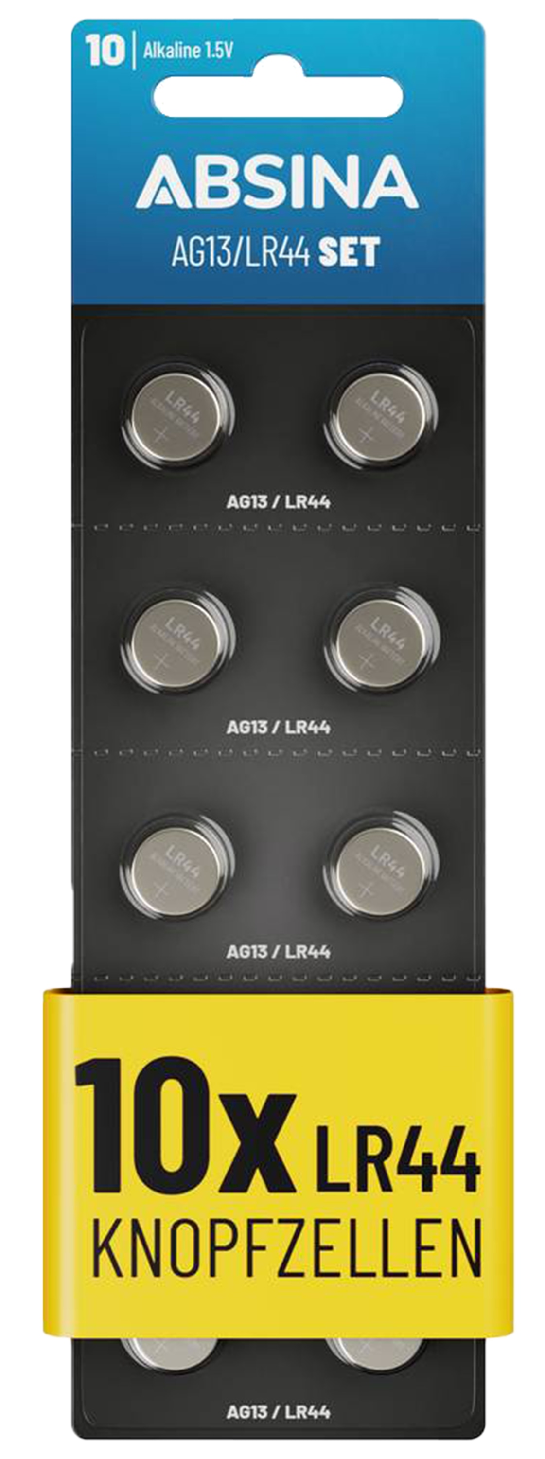 ABSINA Knopfzellen-Set AG13 / LR44, 10-teilig