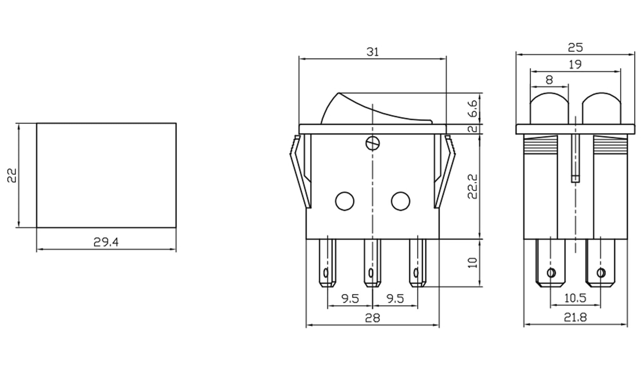 Kontroll-Wippenschalter IRS-2101-3C3