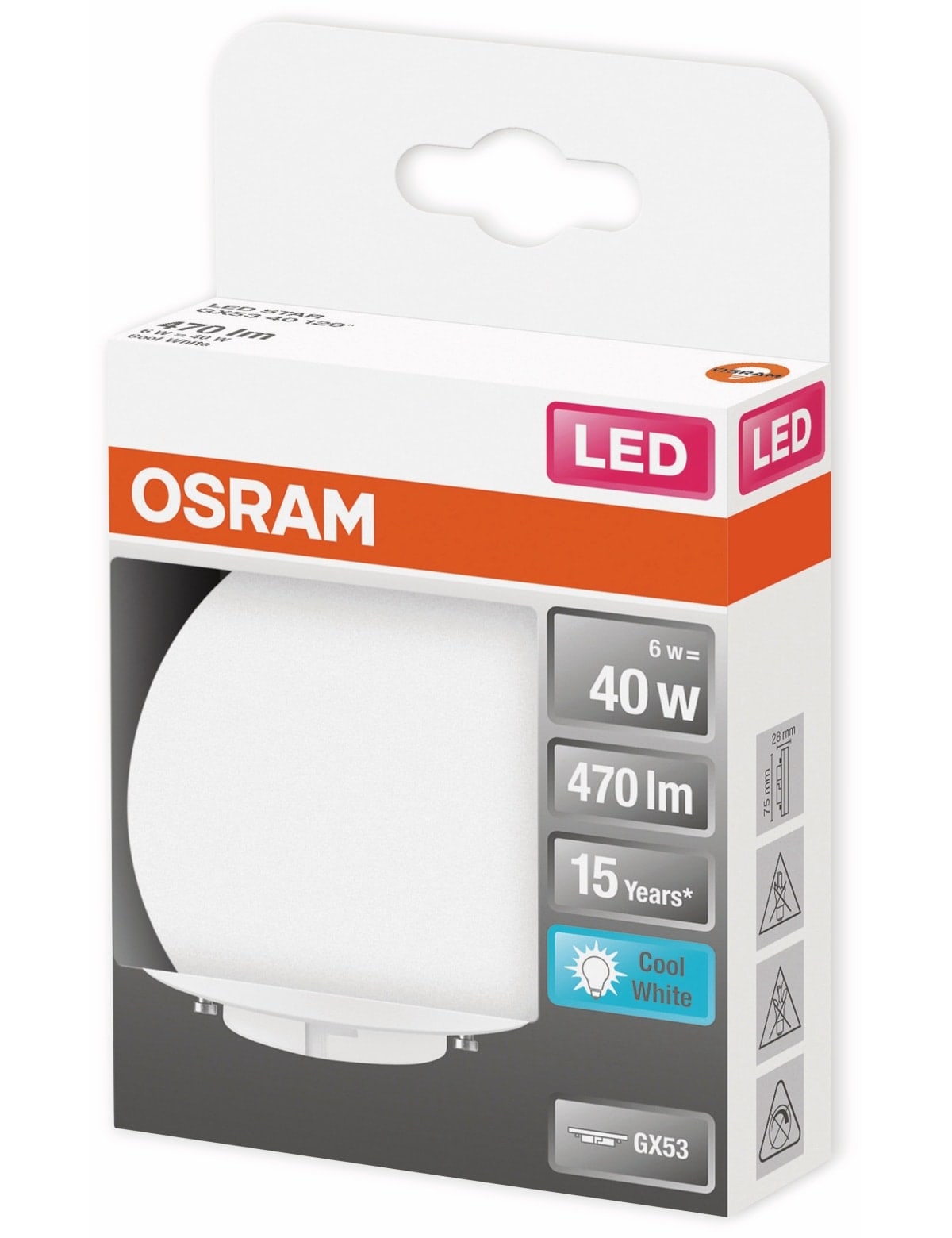 OSRAM LED-Lampe, GX53, 4,9 W, 470 lm, 4000 K