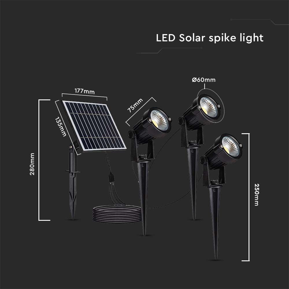 V-TAC Solar LED-Gartenleuchten-Set VT-11031, 3x 1,2 W, 3000 K, IP65 V-TAC Solar LED-Gartenleuchten-Set VT-11031, 3x 1,2 W, 3000 K, IP65