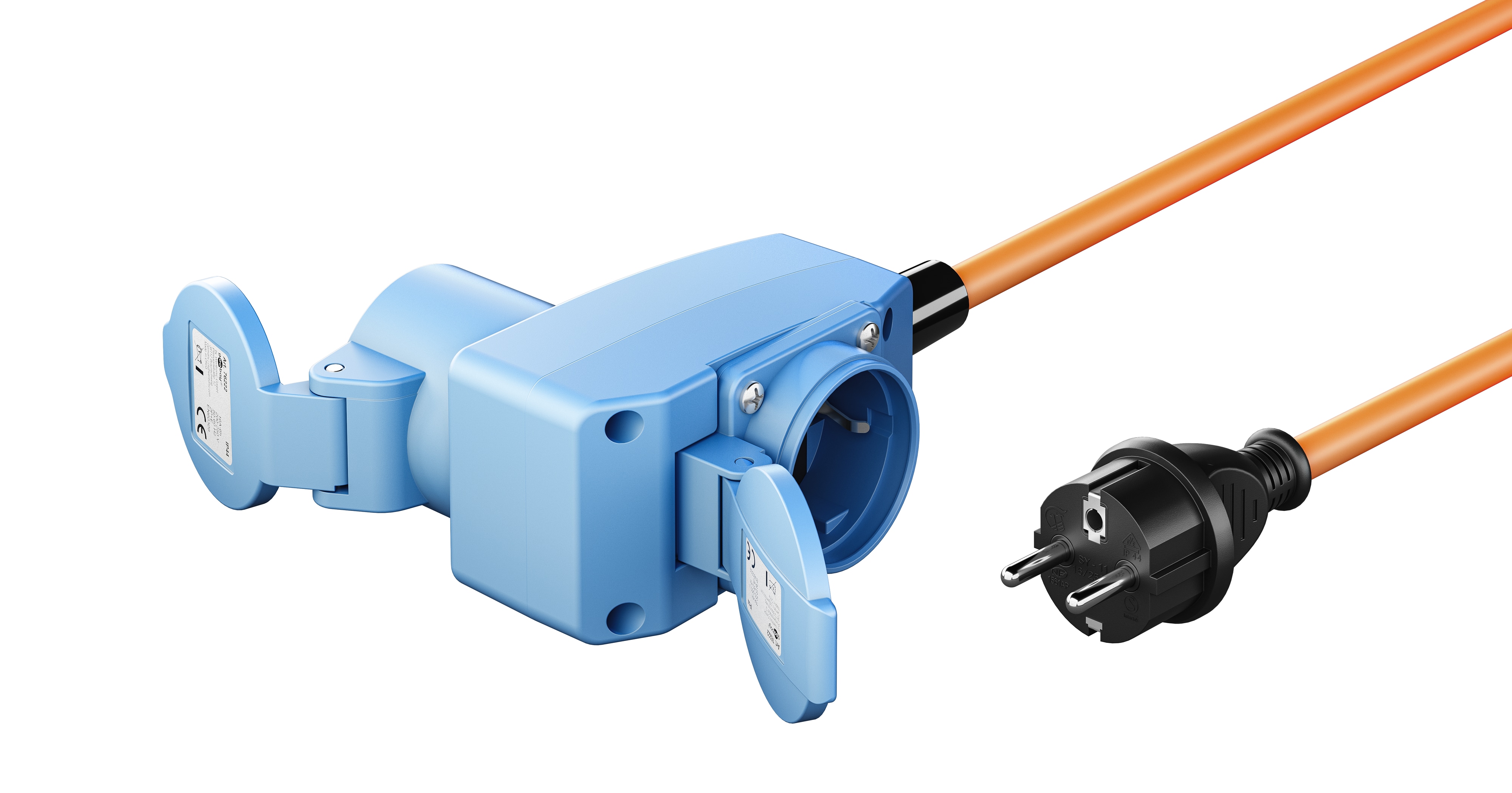 GOOBAY CEE-Adapterkabel 76222, 1,5 m, Schutzkontakt Stecker zu CEE-+ SK.-Kupplung