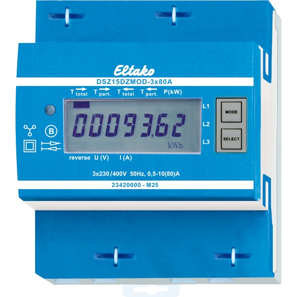ELTAKO Zweiweg-Drehstromzähler Modbus DSZ15DZMOD, 3x80A, MID ELTAKO Zweiweg-Drehstromzähler Modbus DSZ15DZMOD, 3x80A, MID
