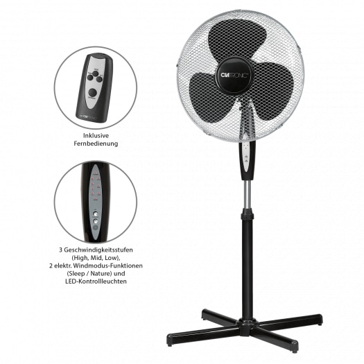 CLATRONIC Standventilator VL 3741 S, ca. Ø 40cm, mit FB, schwarz, 45 W CLATRONIC Standventilator VL 3741 S, ca. Ø 40cm, mit FB, schwarz, 45 W