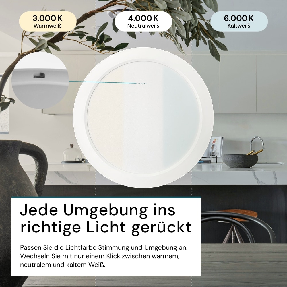 LUXULA LED-Deckenleuchte, 24W, EEK: F, 2400lm, CCT, IP44, rund, weiß LUXULA LED-Deckenleuchte, 24W, EEK: F, 2400lm, CCT, IP44, rund, weiß