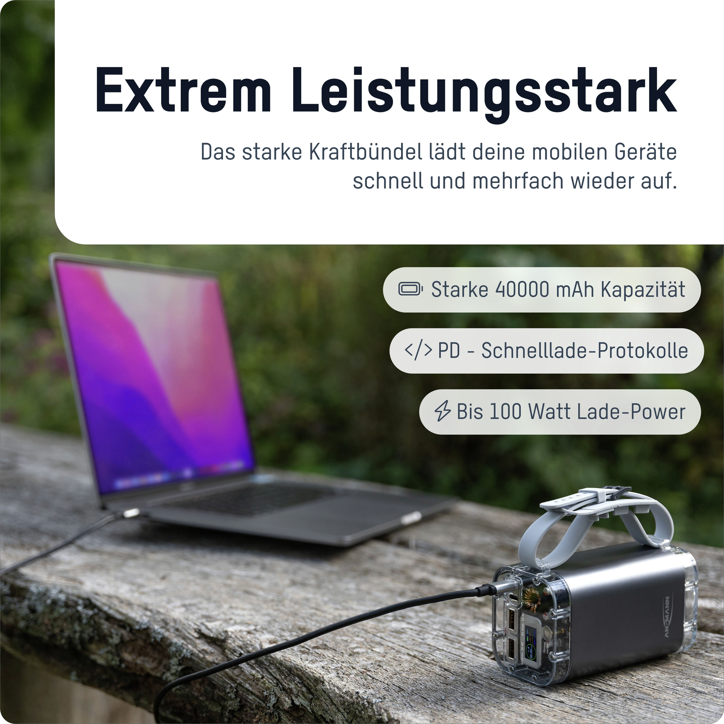 ANSMANN Powerbank PB4100, 40.000 mAh, 2x USB-A, 2x USB-C