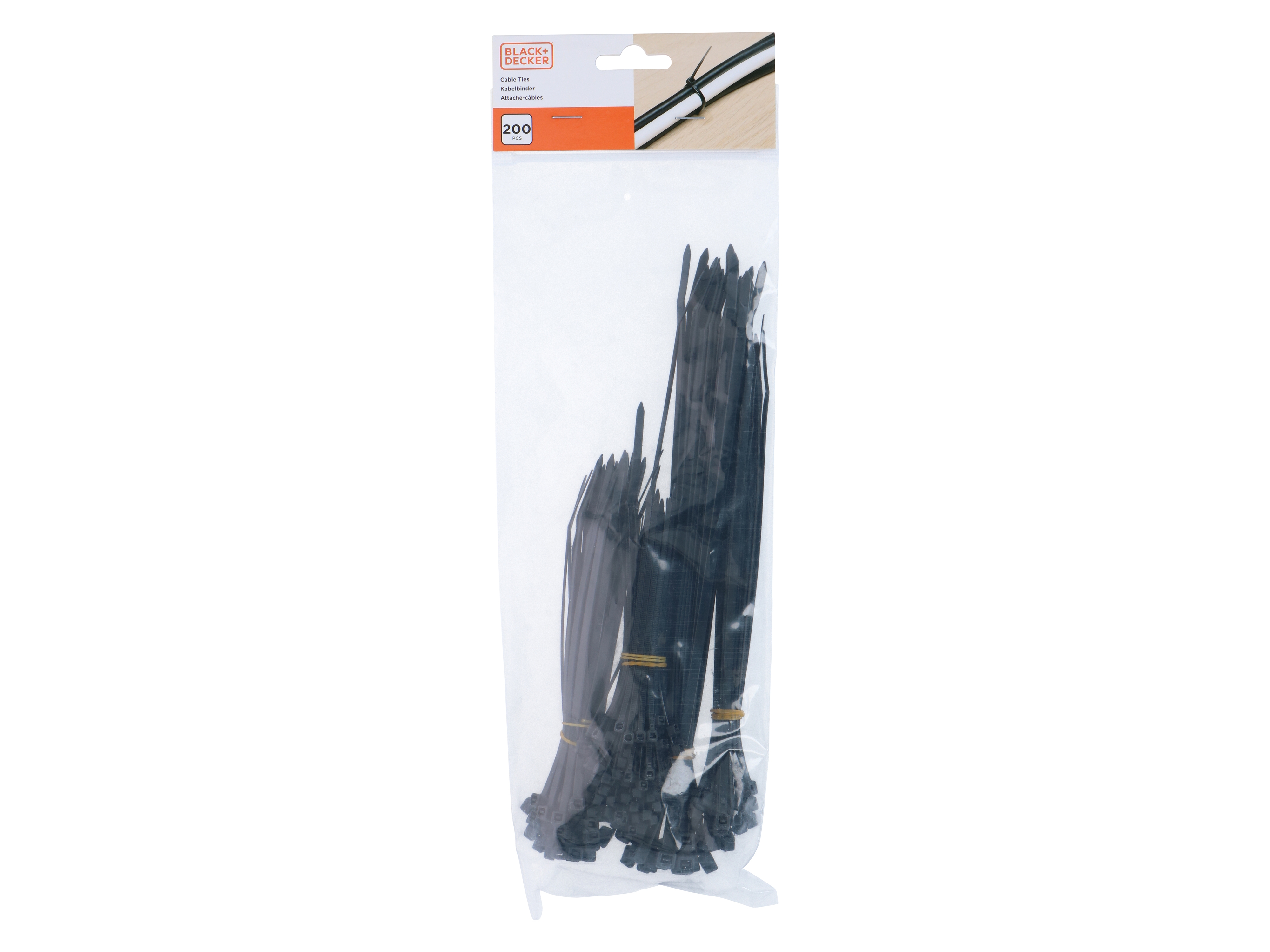 Kabelbinder-Set, BLACK+DECKER, 200-tlg., schwarz