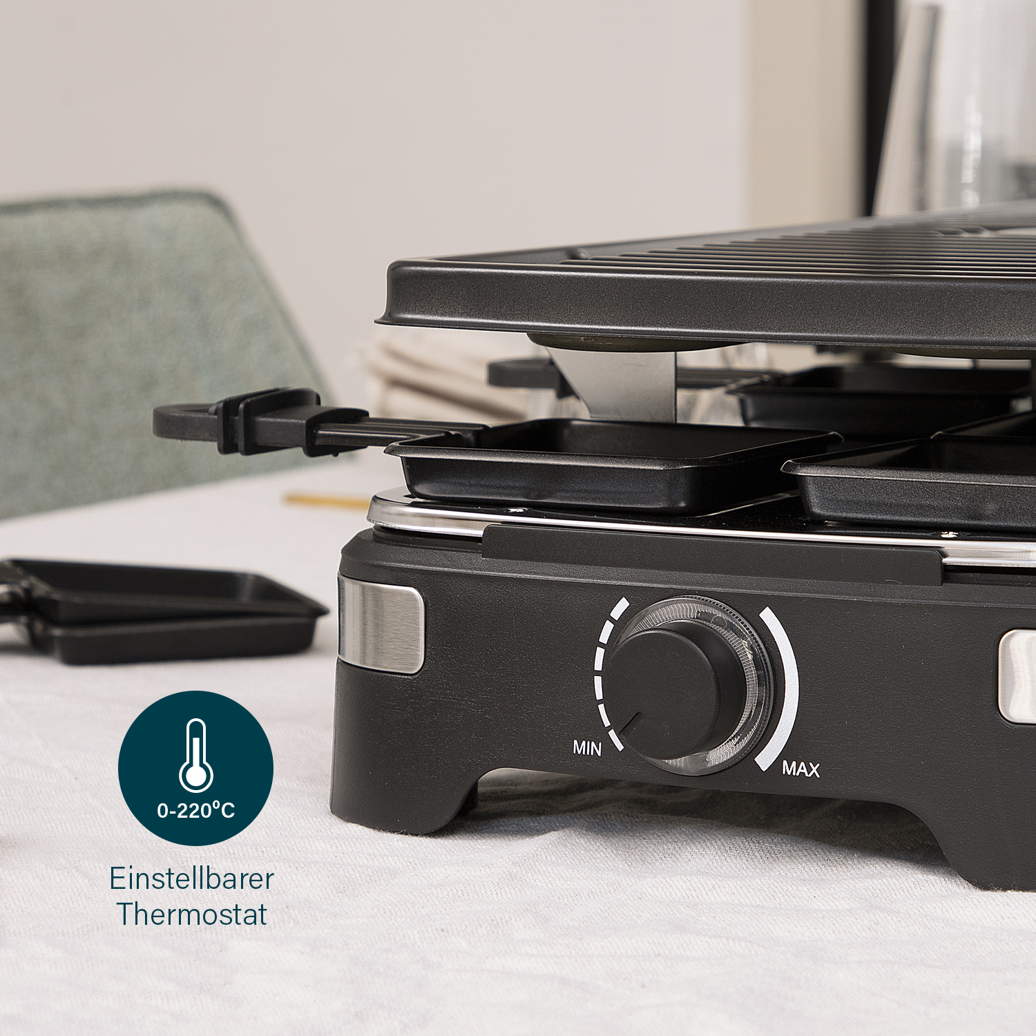 PRINCESS Raclette 10, 1500 W, 10 Personen, regelbares Thermostat PRINCESS Raclette 10, 1500 W, 10 Personen, regelbares Thermostat