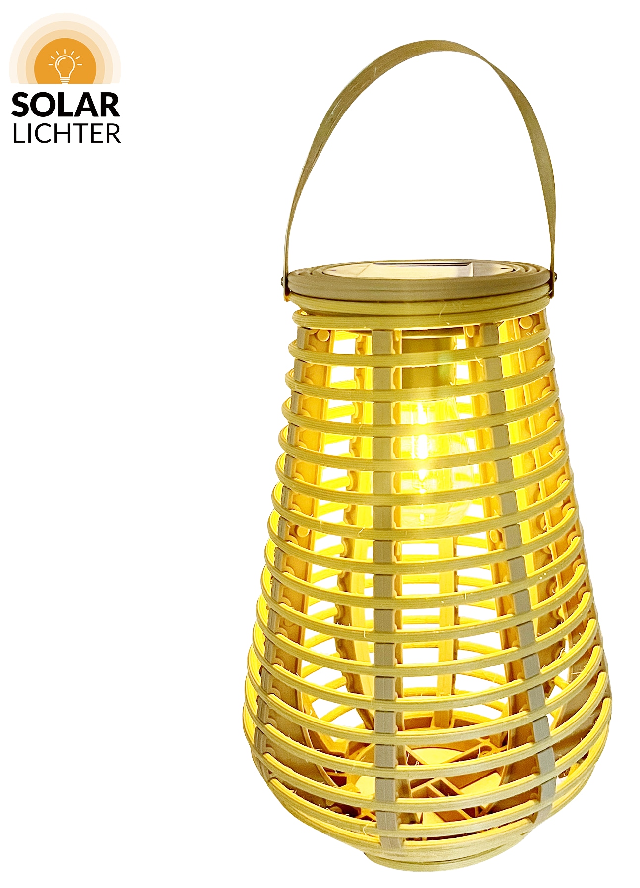 SOLAR LICHTER Solar LED-Akku-Rattanleuchte MSolar, 2700 K