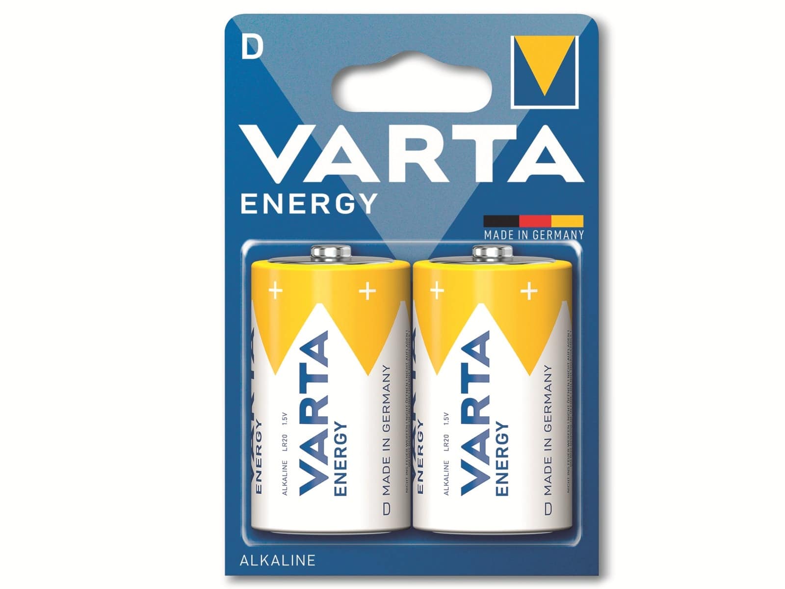 VARTA Batterie Alkaline, Mono, D, LR20, 1.5V, Energy, 2 Stück