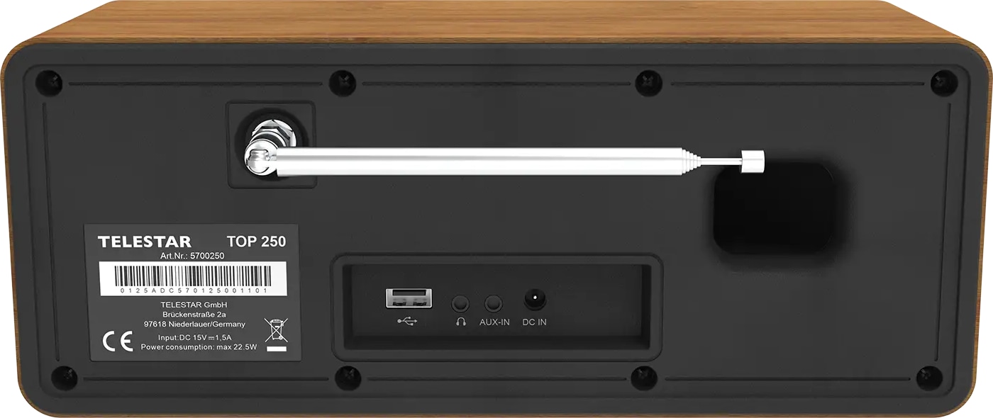 TELESTAR Internetradio TOP 250, DAB+/UKW, Bluetooth, Holzoptik