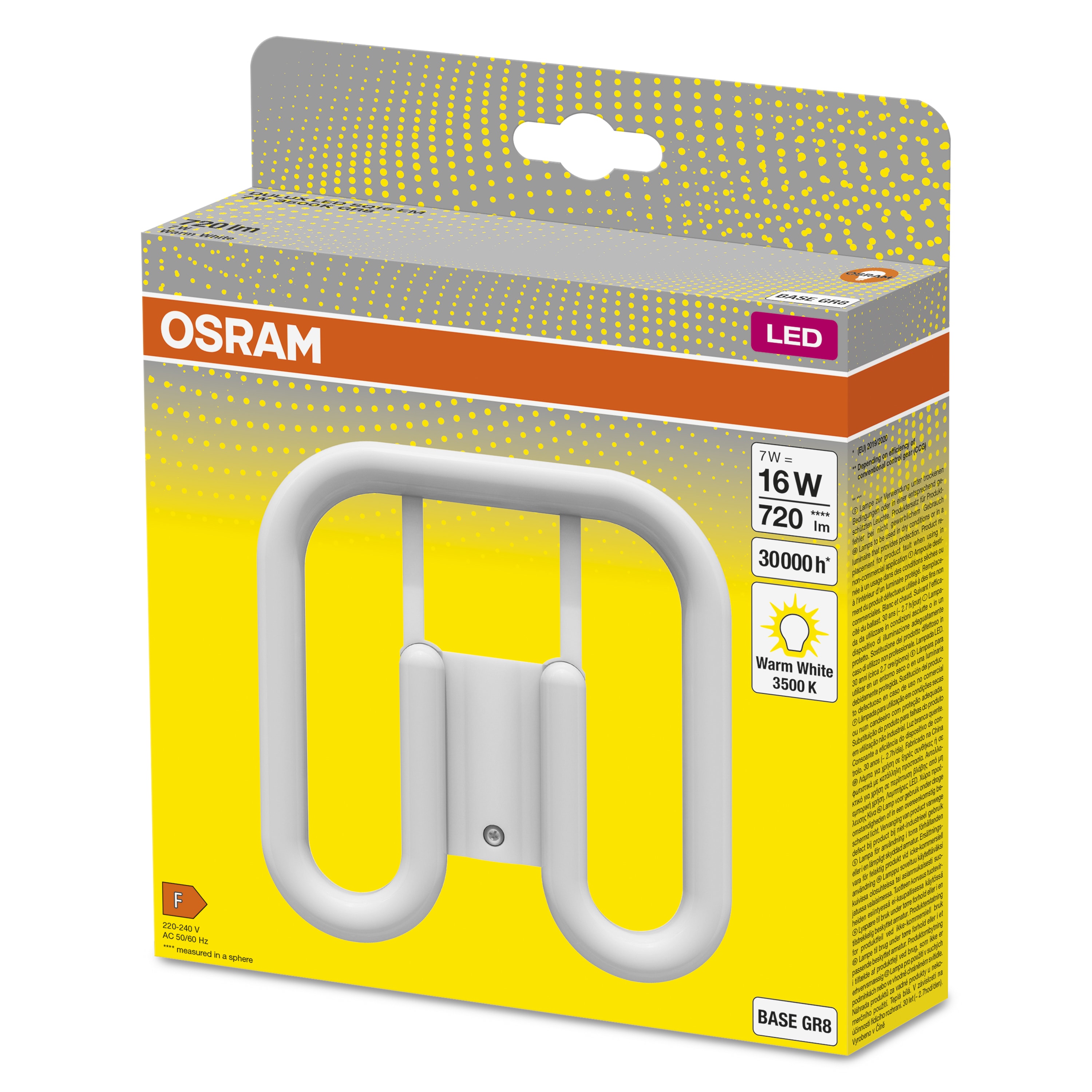 OSRAM LED-Lampe, Dulux SQ16, GR8, EEK: F, 7W, 720lm, 3500K