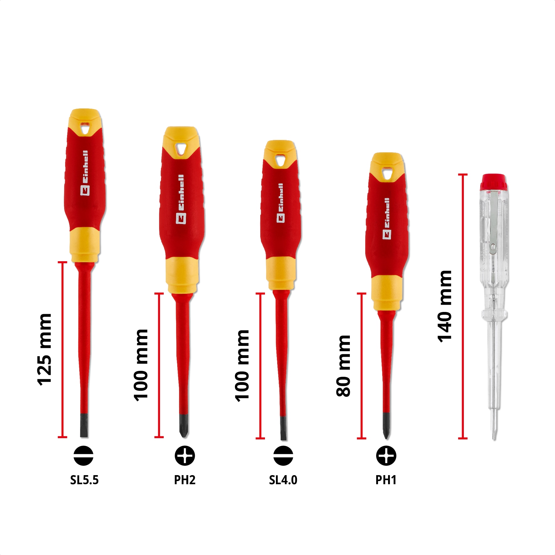 EINHELL Elektriker-Schraubendreher-Set VDE, 370541, 5-teilig
