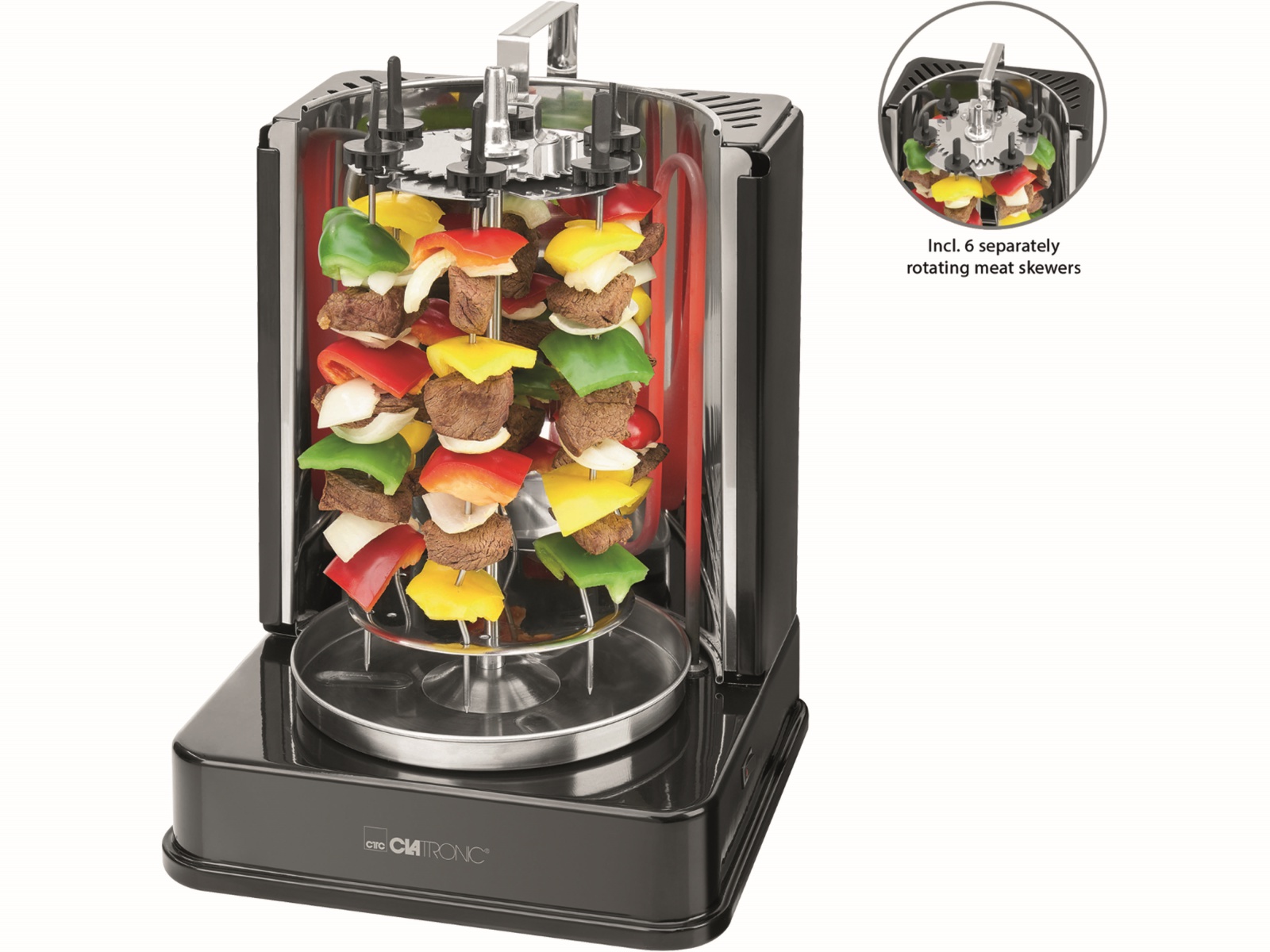 CLATRONIC Döner-Vertikal-Multigrill DVG 3686, 1400 W, schwarz