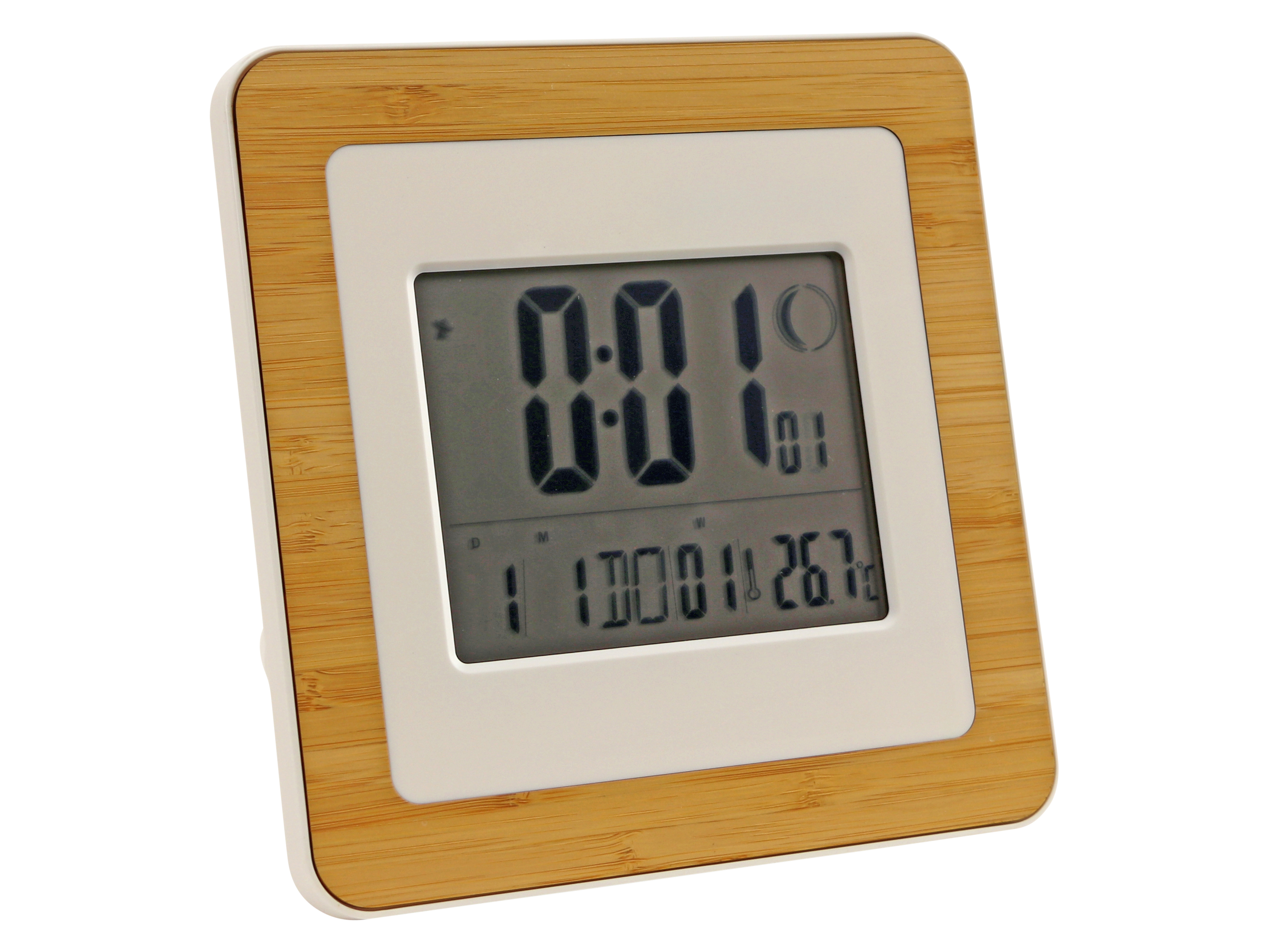 Digitale Funkuhr, Datumsanzeige, Wecker, Temperaturanzeige, groß, Holzoptik Digitale Funkuhr, Datumsanzeige, Wecker, Temperaturanzeige, groß, Holzoptik