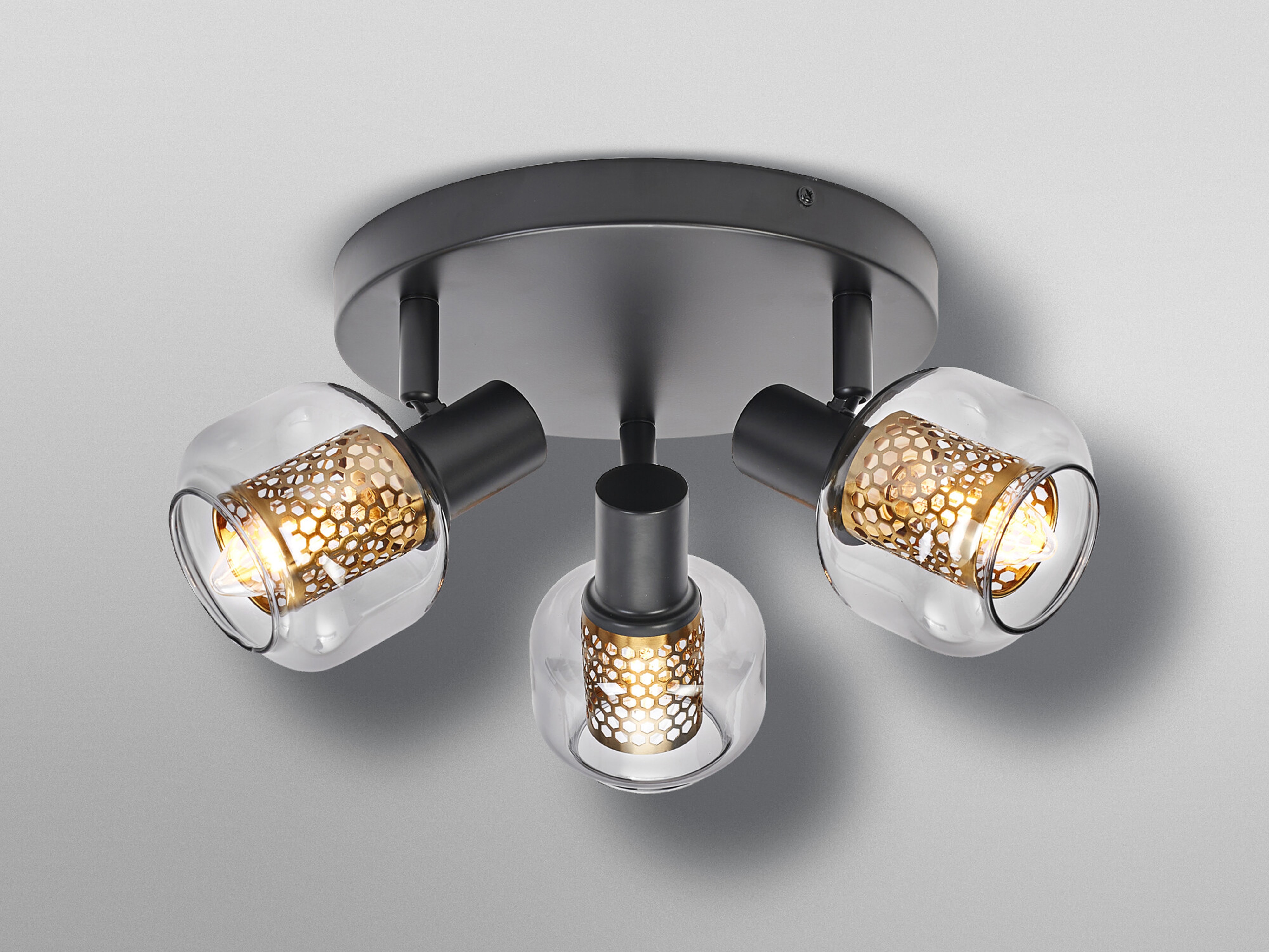 OSRAM Deckenanbau-Leuchte, E14, 8,4 W, 2700 K, 750 lm, IP20, goldenes Wabengitter, dimmbar