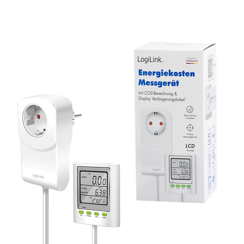 LOGILINK Energiekosten-Messgerät M0006, mit CO2-Berechnung u. Kabel