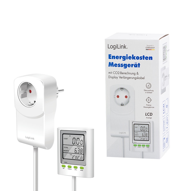 LOGILINK Energiekosten-Messgerät M0006, mit CO2-Berechnung u. Kabel