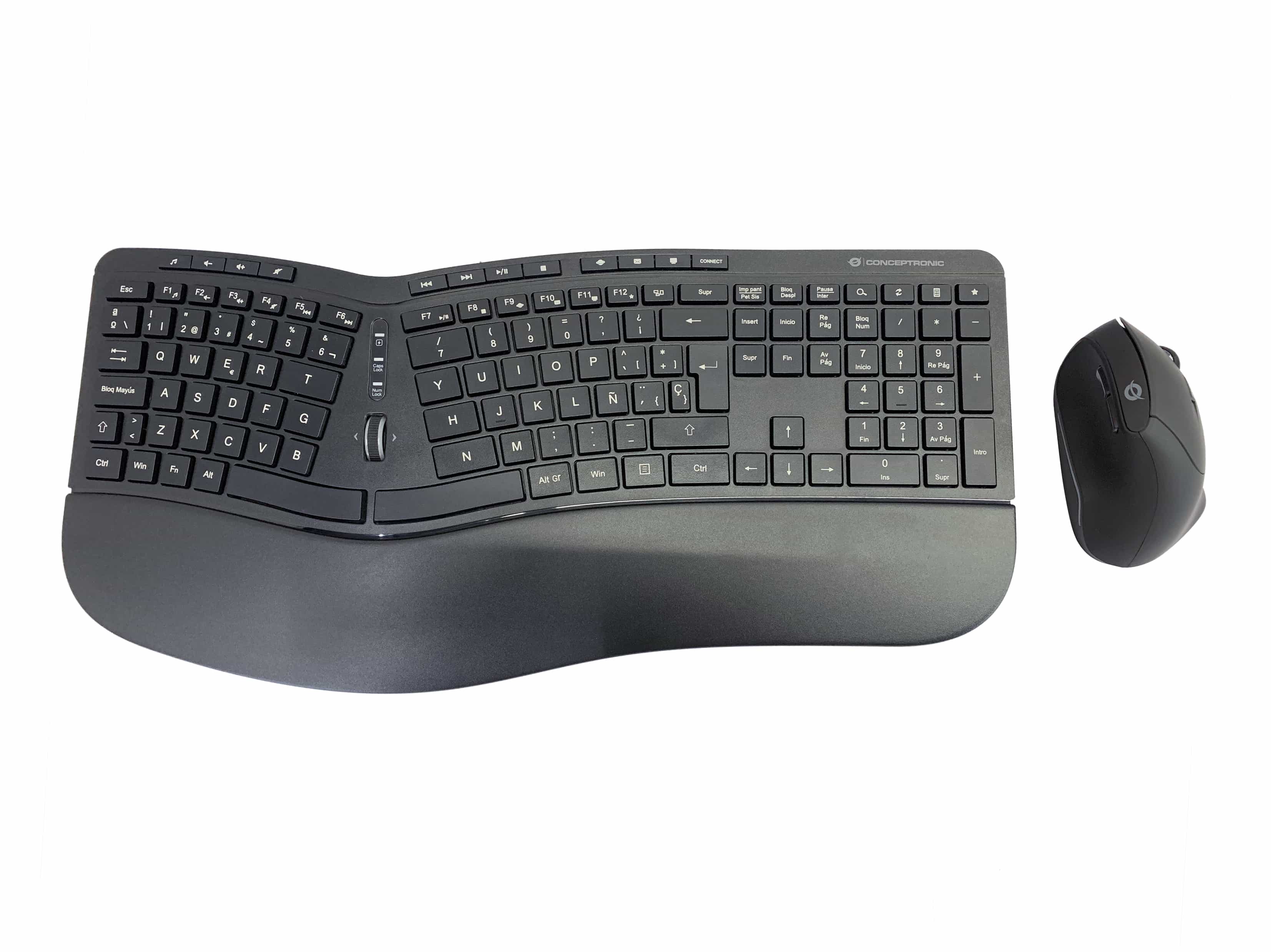 CONCEPTRONIC Keyboard + Mouse ergonomisch, Layout spanisch, schwarz