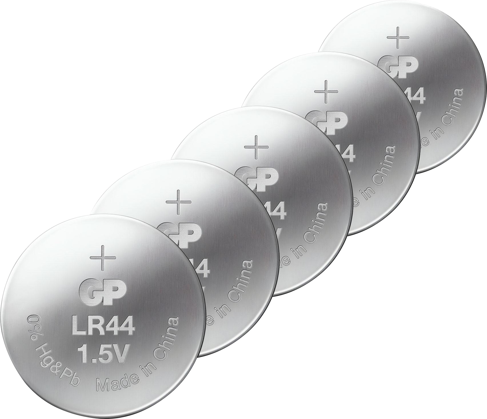 GP Knopfzelle LR44, Alkaline, 1,5 V-, 5 Stück