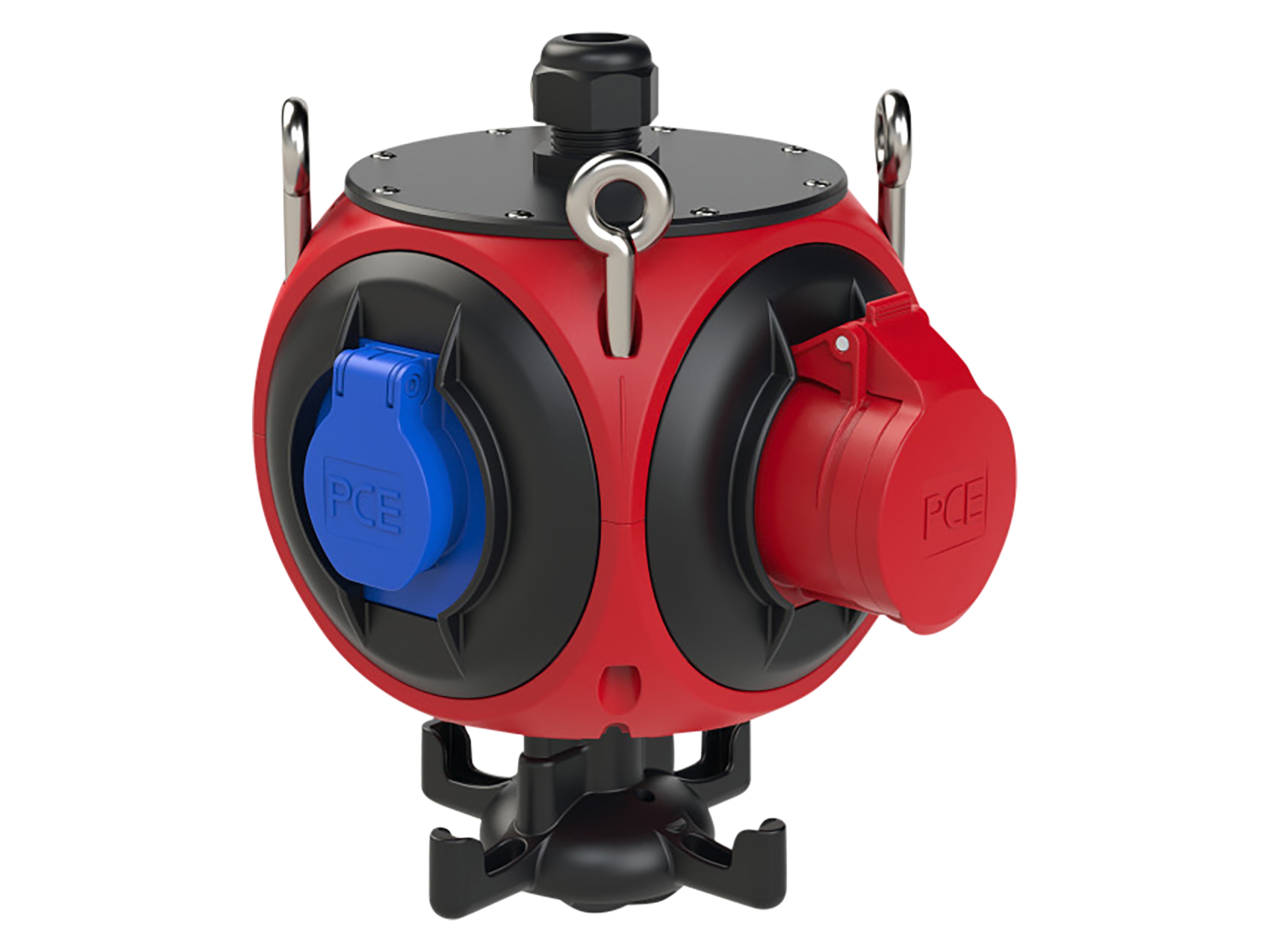 PCE Stromverteiler Pegasus HV, 1x CEE 16A, 3x SSD 16A, IP44, rot/schwarz PCE Stromverteiler Pegasus HV, 1x CEE 16A, 3x SSD 16A, IP44, rot/schwarz