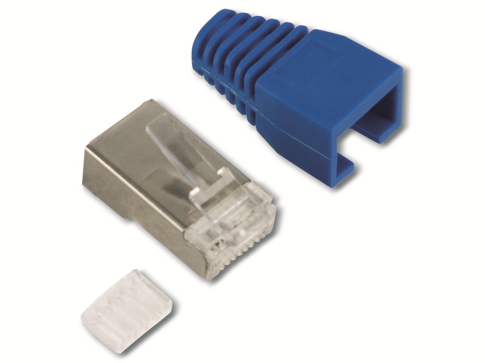 S-IMPULS CAT.6 RJ45-Stecker mit Führungskamm, blau, 10 Stück