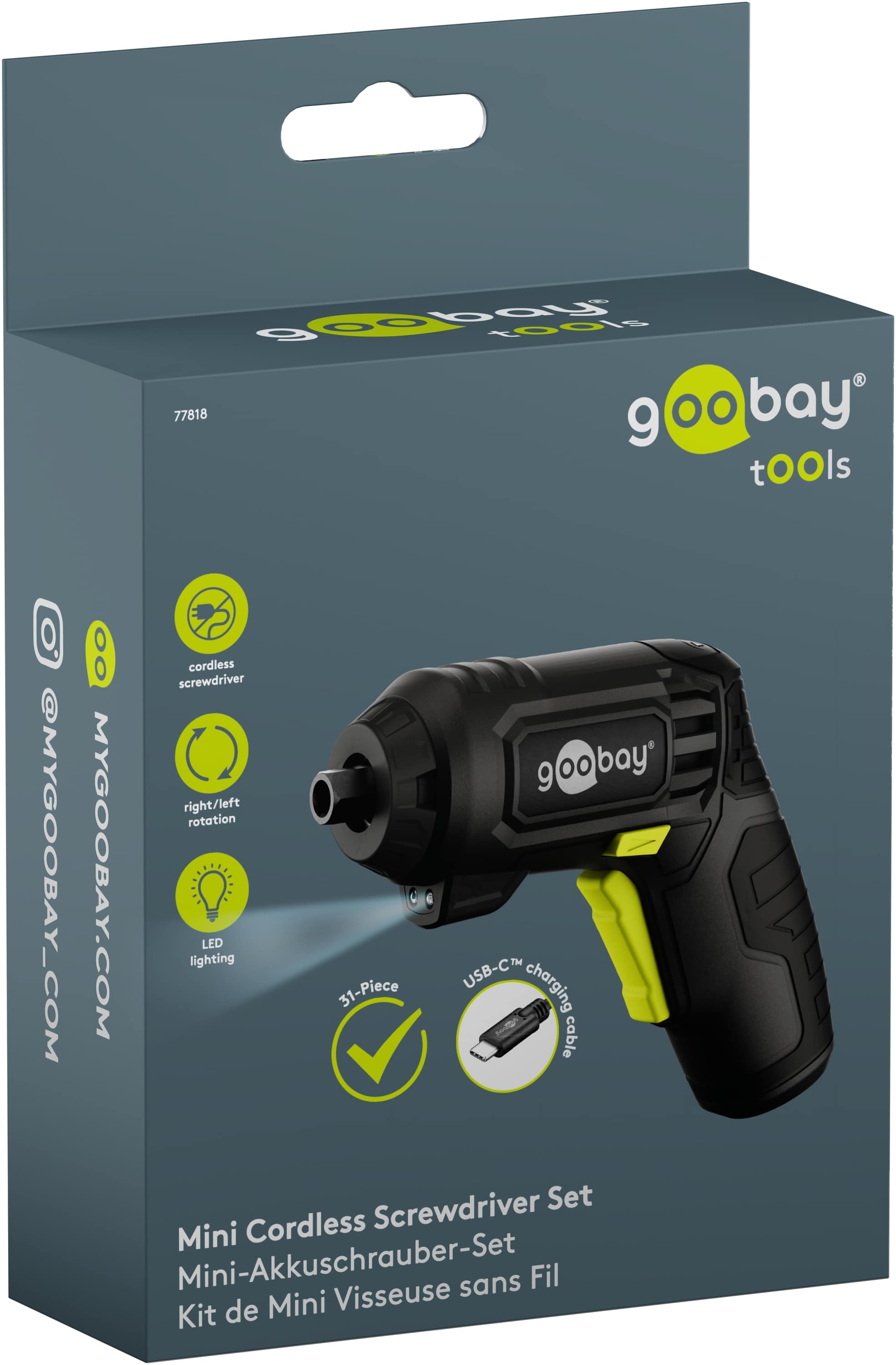 GOOBAY TOOLS Mini-Akkuschrauber-Set, 77818, 31-teilig