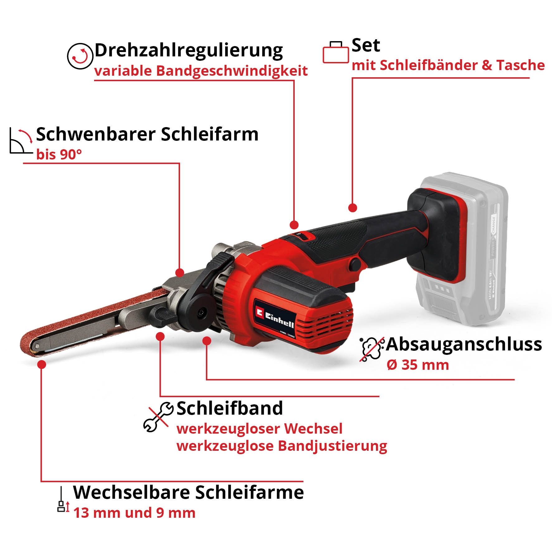 EINHELL Akku-Bandfeile TE-BF 18 Li-Solo