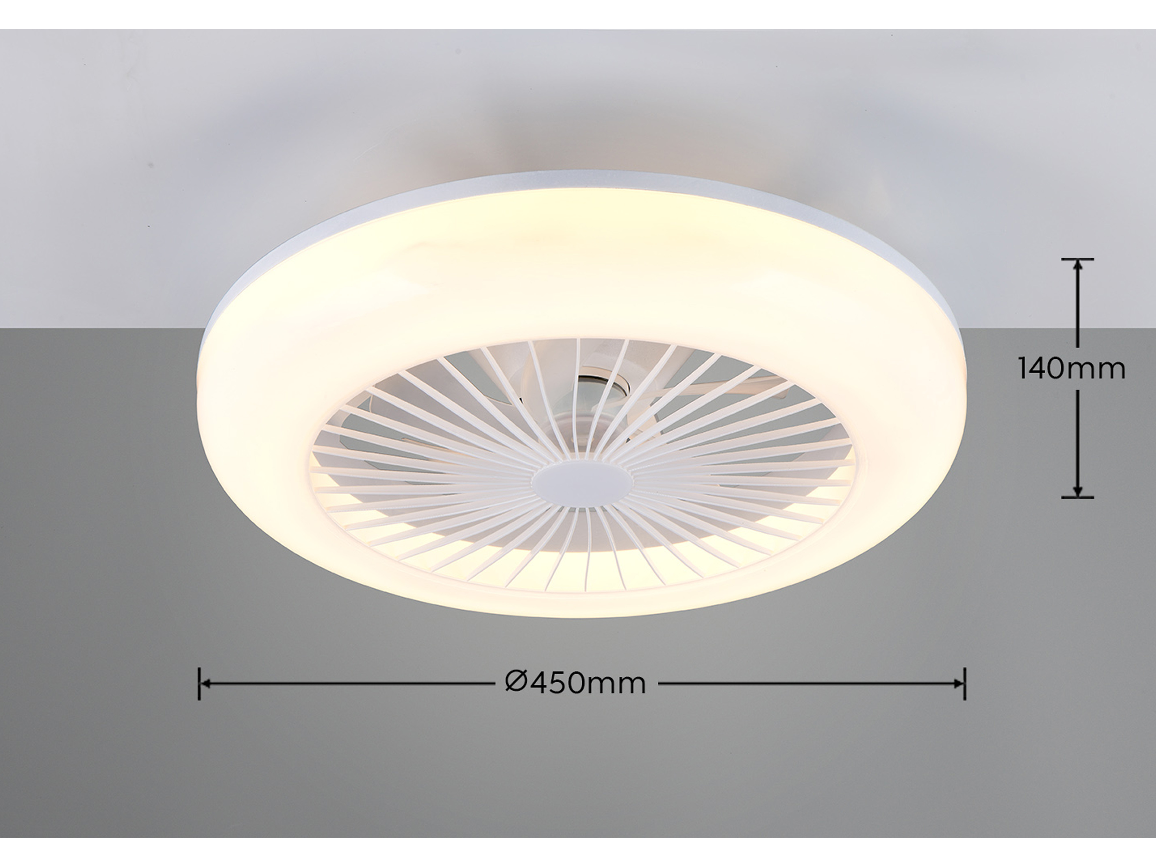 REALITY LED-Deckenleuchte mit Ventilator Mora R64032101, 23W, 2700... 6000K, 1800lm, CCT, IP20, weiß