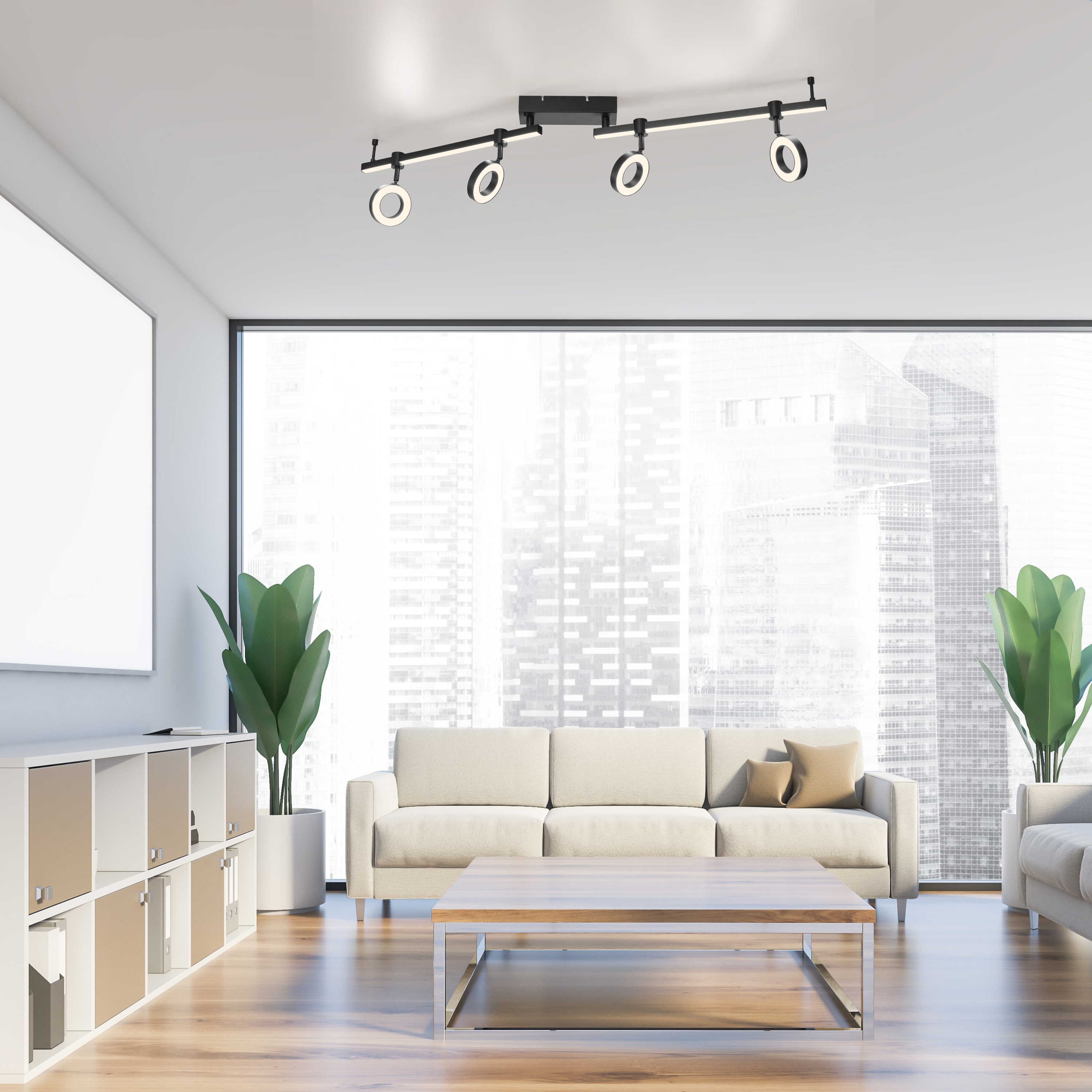 JUST LIGHT LED-Deckenleuchte 12076-18 schwarz, 21,5 W, 2600 lm, CCT, RGB, Smart Home