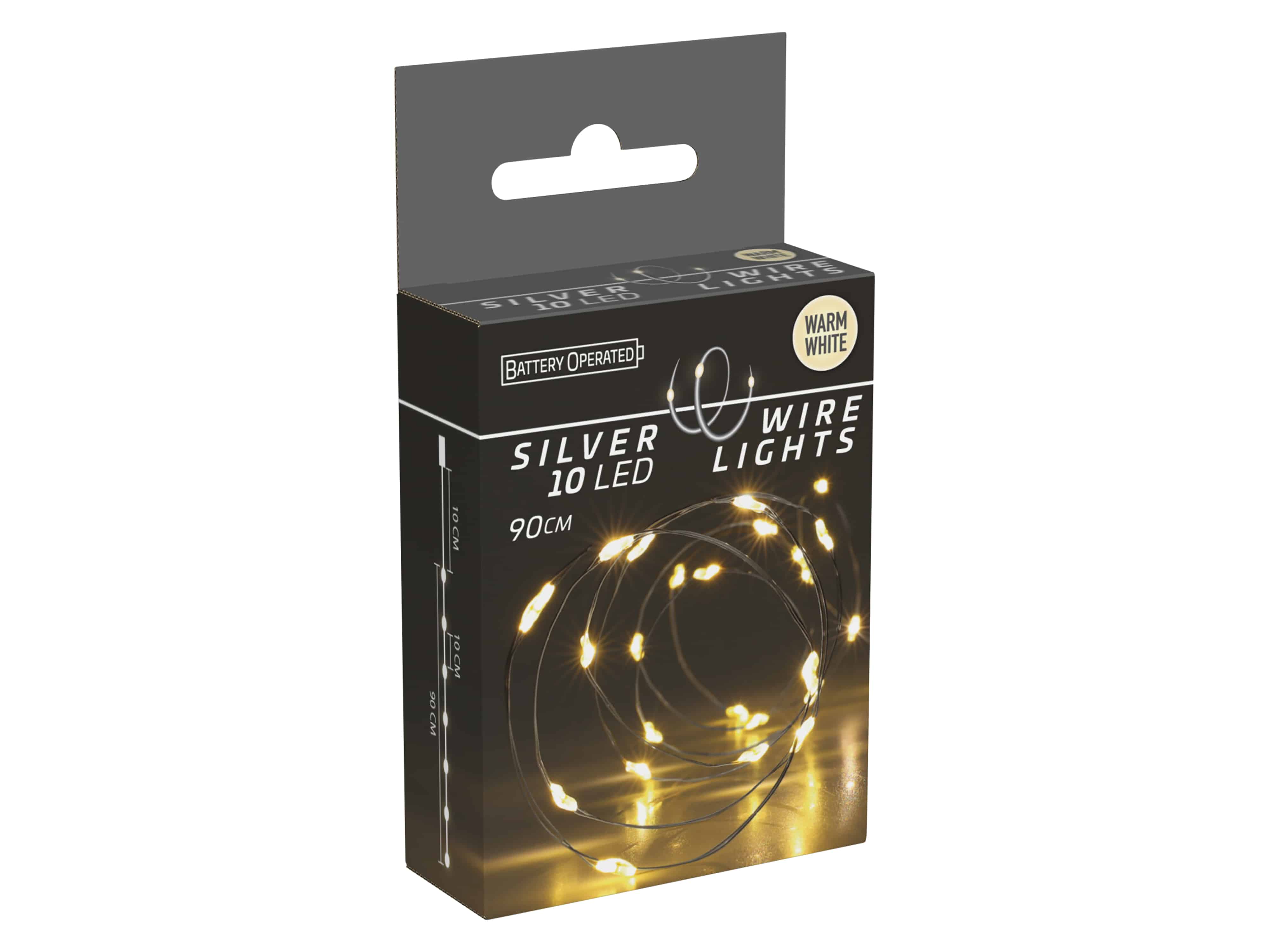 LED-Lichterkette, Silberdraht, 10 LEDs, warmweiß, Batteriebetrieb, inkl. Batterien LED-Lichterkette, Silberdraht, 10 LEDs, warmweiß, Batteriebetrieb