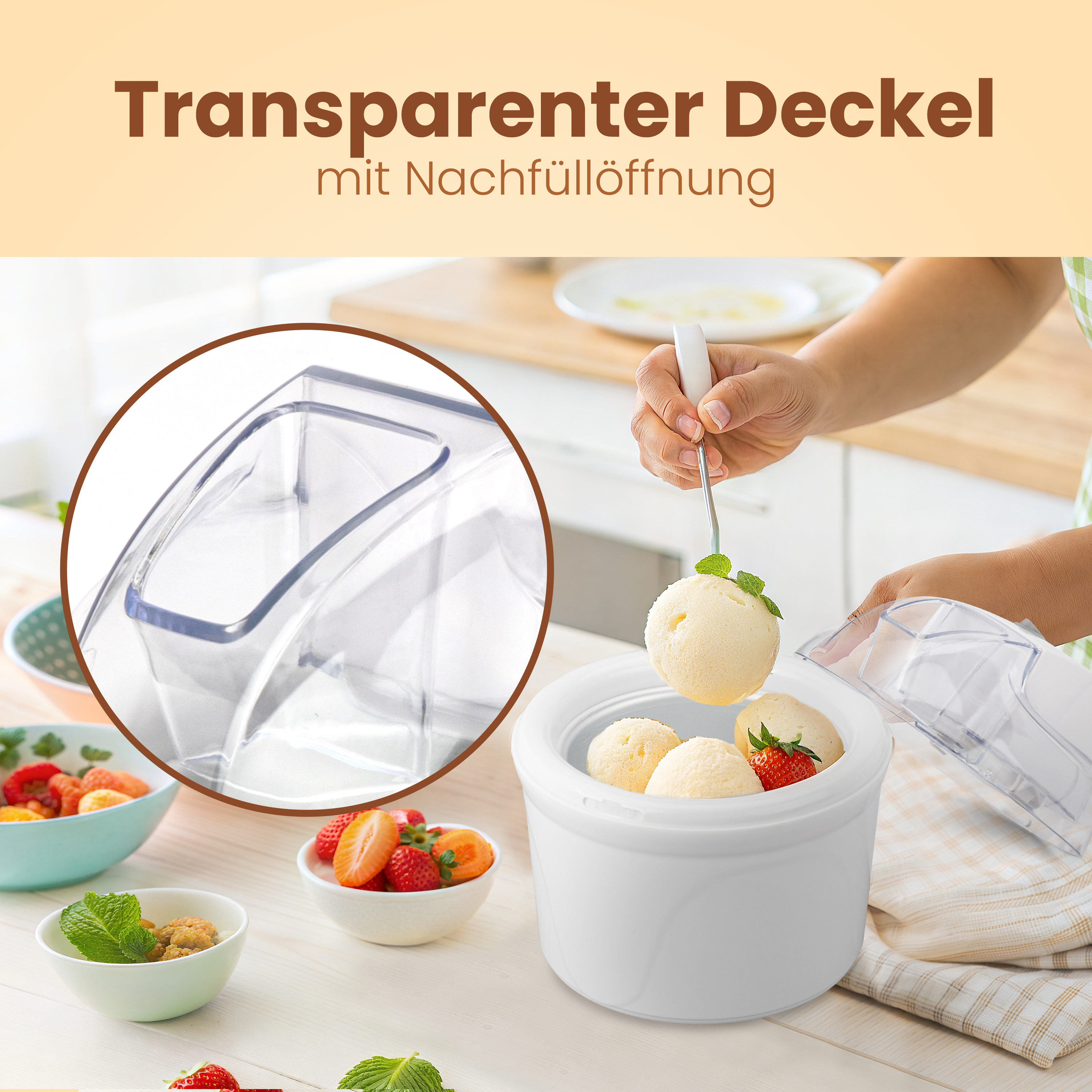 CLATRONIC Eismaschine ICM 3764, 1,5L, mit Kältespeicher, inkl. Rezepten