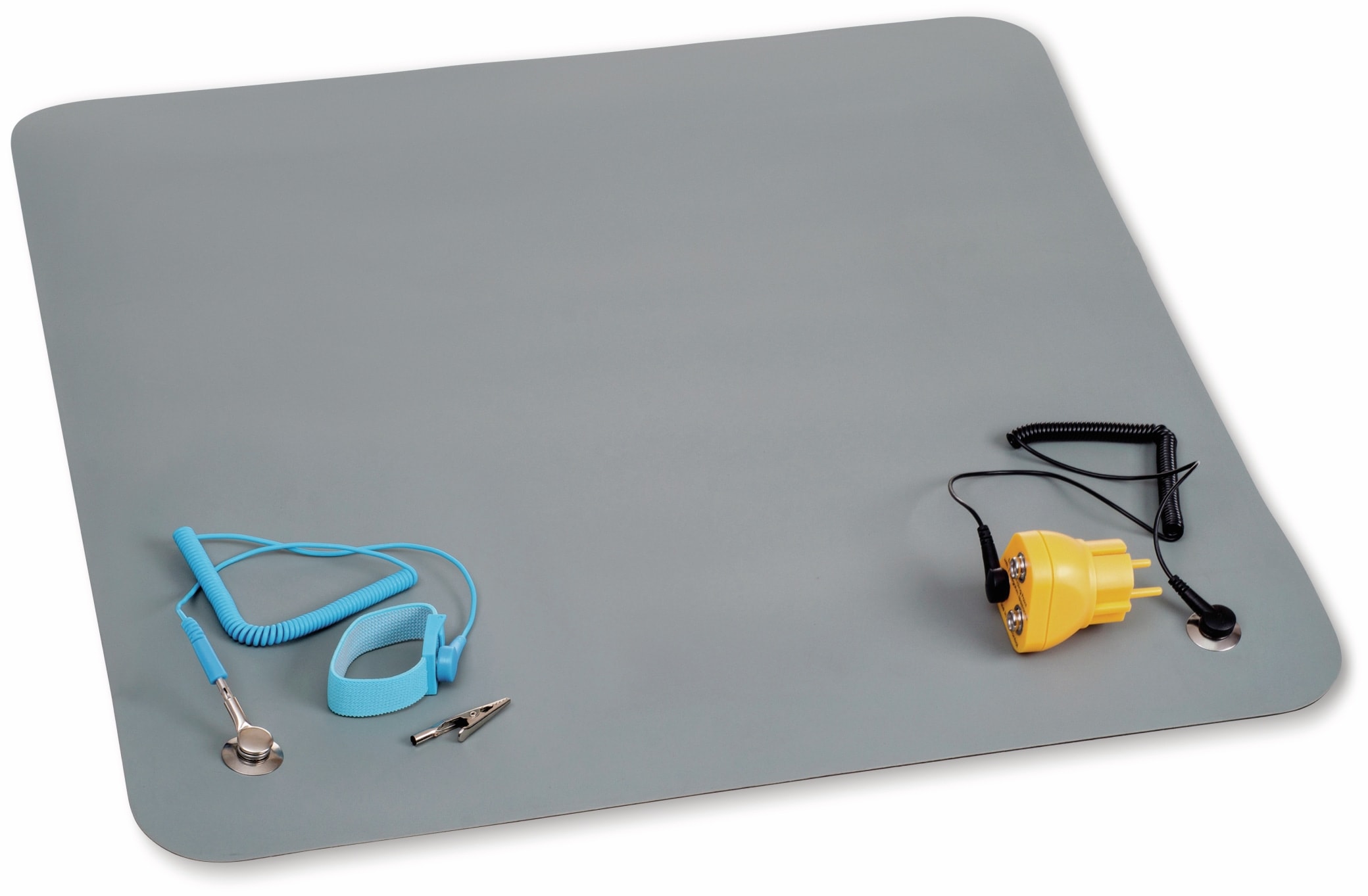 QUADRIOS ESD-Arbeitsplatz-Komplettset 2001EC001, Grau, Druckknopf 10 mm QUADRIOS, 2001EC001, ESD-Arbeitsplatz-Komplettset, Grau, Druckknopf 10 mm, Basic-SET