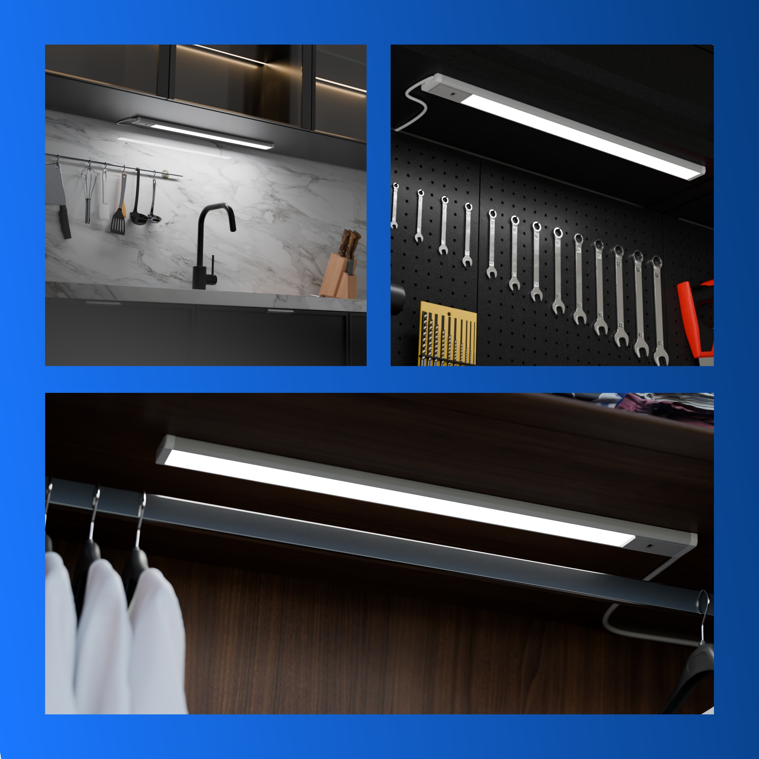 REV LED-Unterbauleuchte Alu, 10W, 3000K, 800lm, warmweiß, IP20, 60 cm