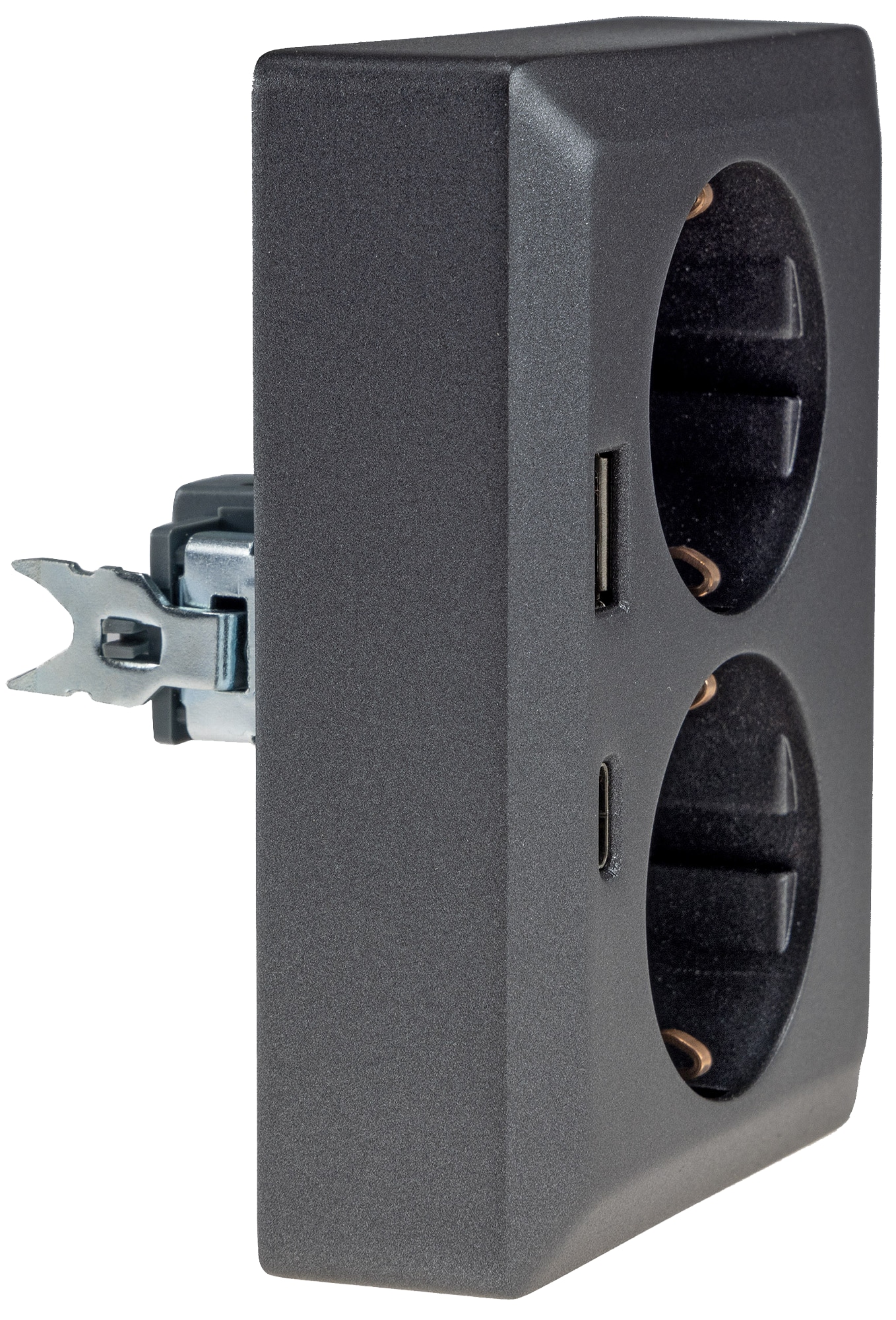 MILOS Schutzkontakt-Steckdose 23719, 2-fach, 2in1, USB-A+C/PD, 16A/250V, anthrazit