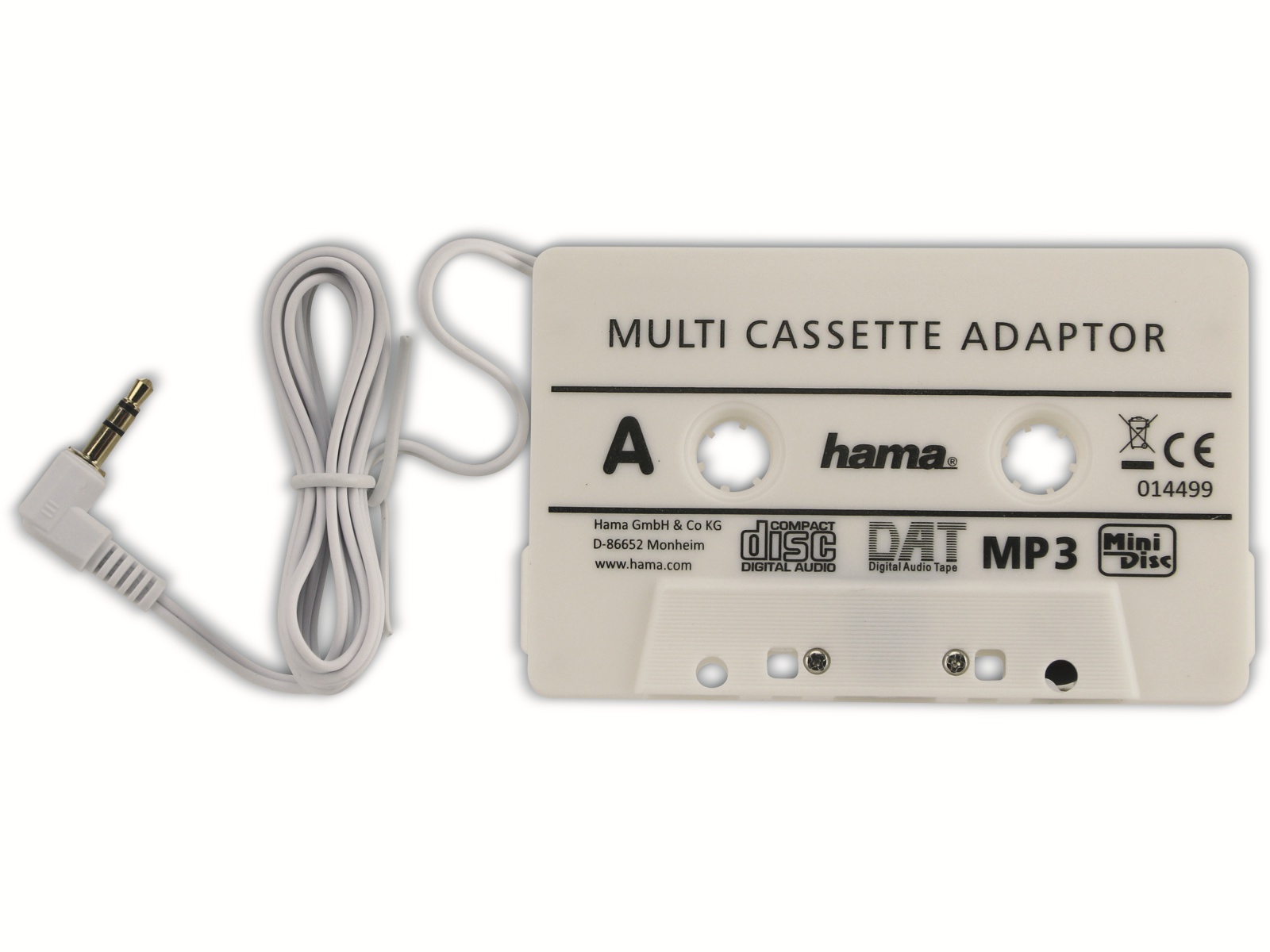 Hama KFZ-Kassettenadapter, 3,5 mm Klinkenstecker, weiß Hama KFZ-Kassettenadapter, 3,5 mm Klinkenstecker, weiß
