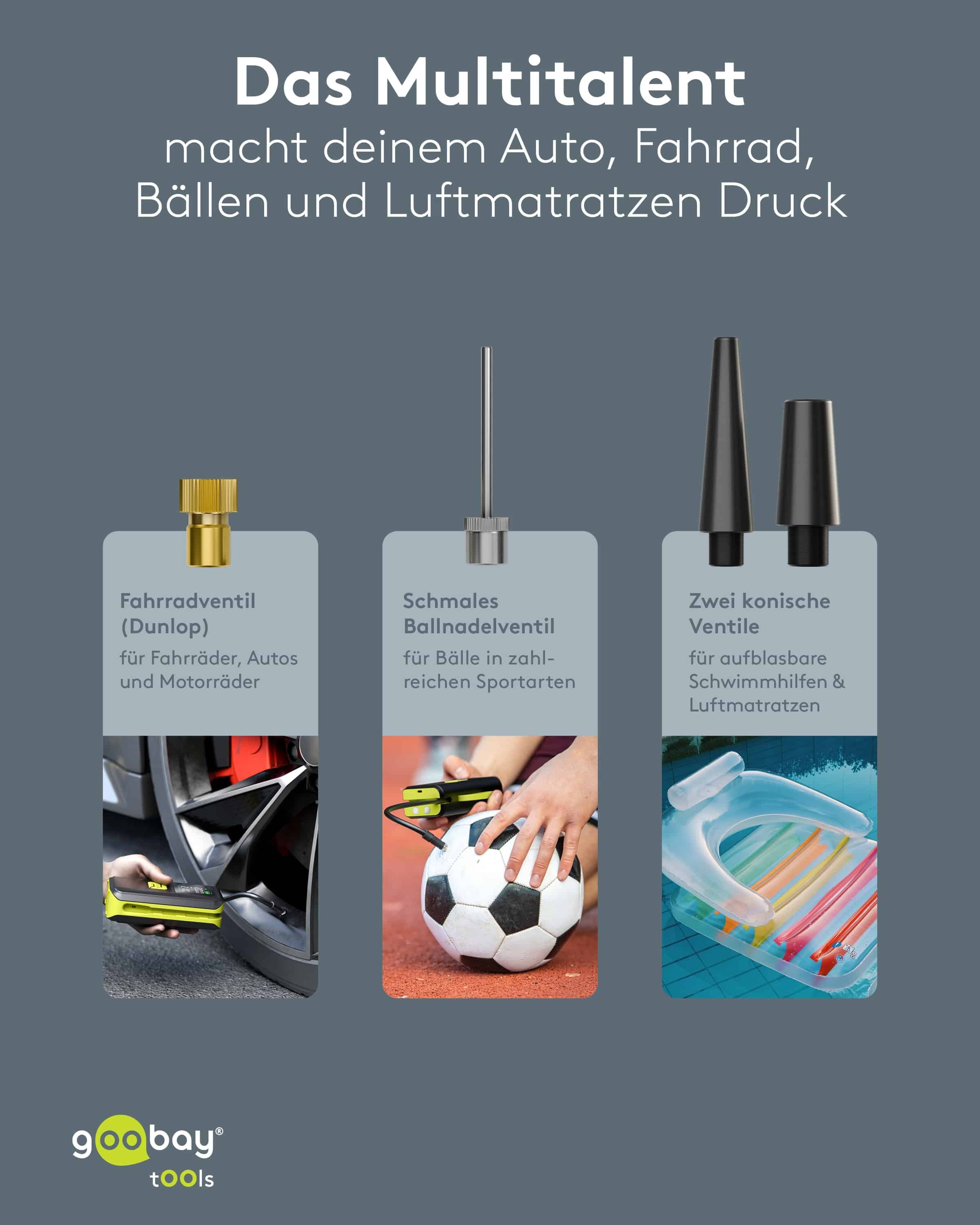 GOOBAY TOOLS Akku-Kompressor, 77827, 10 bar