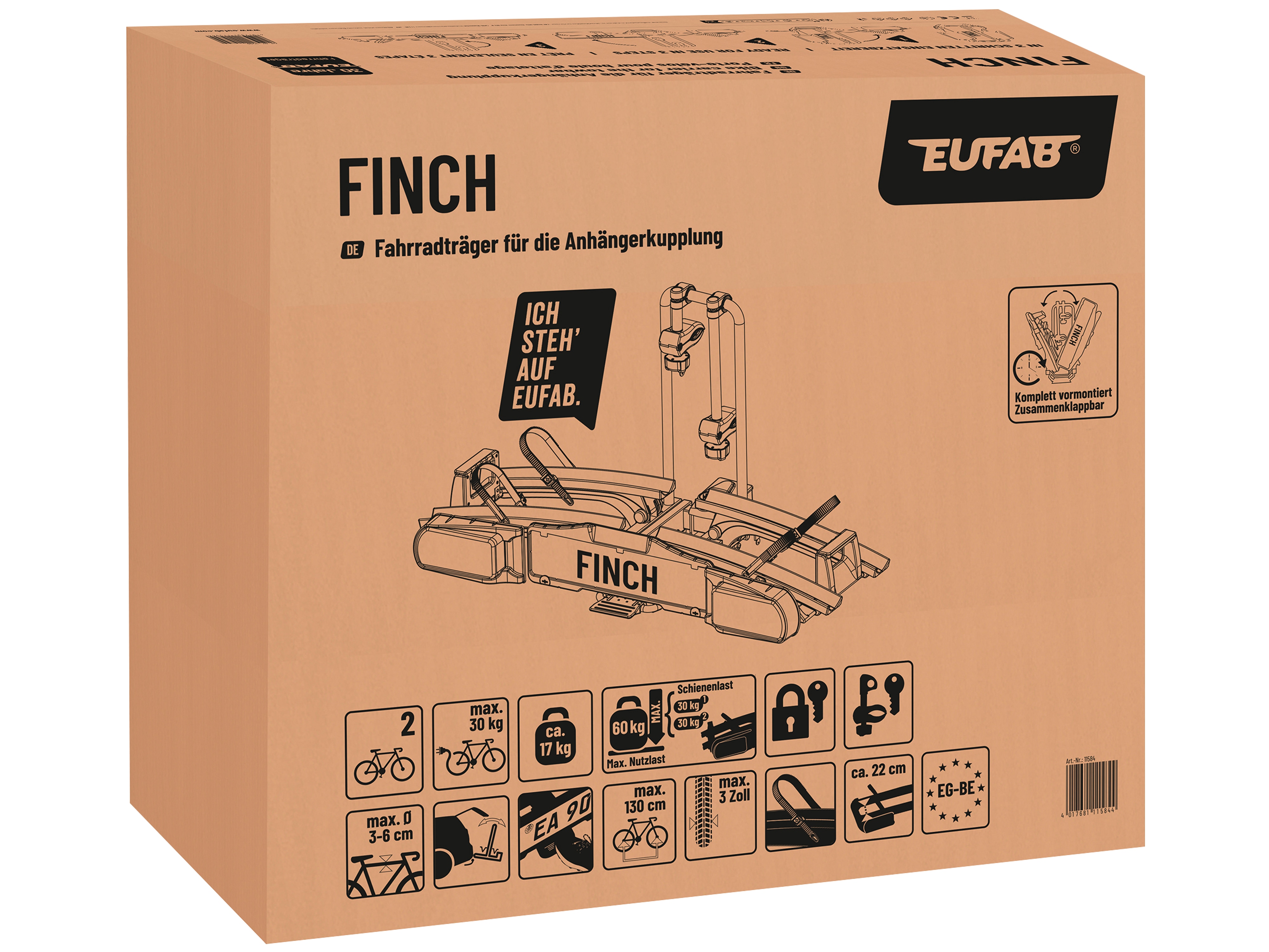 EUFAB Fahrradträger FINCH, 11584, für 2 Fahrräder