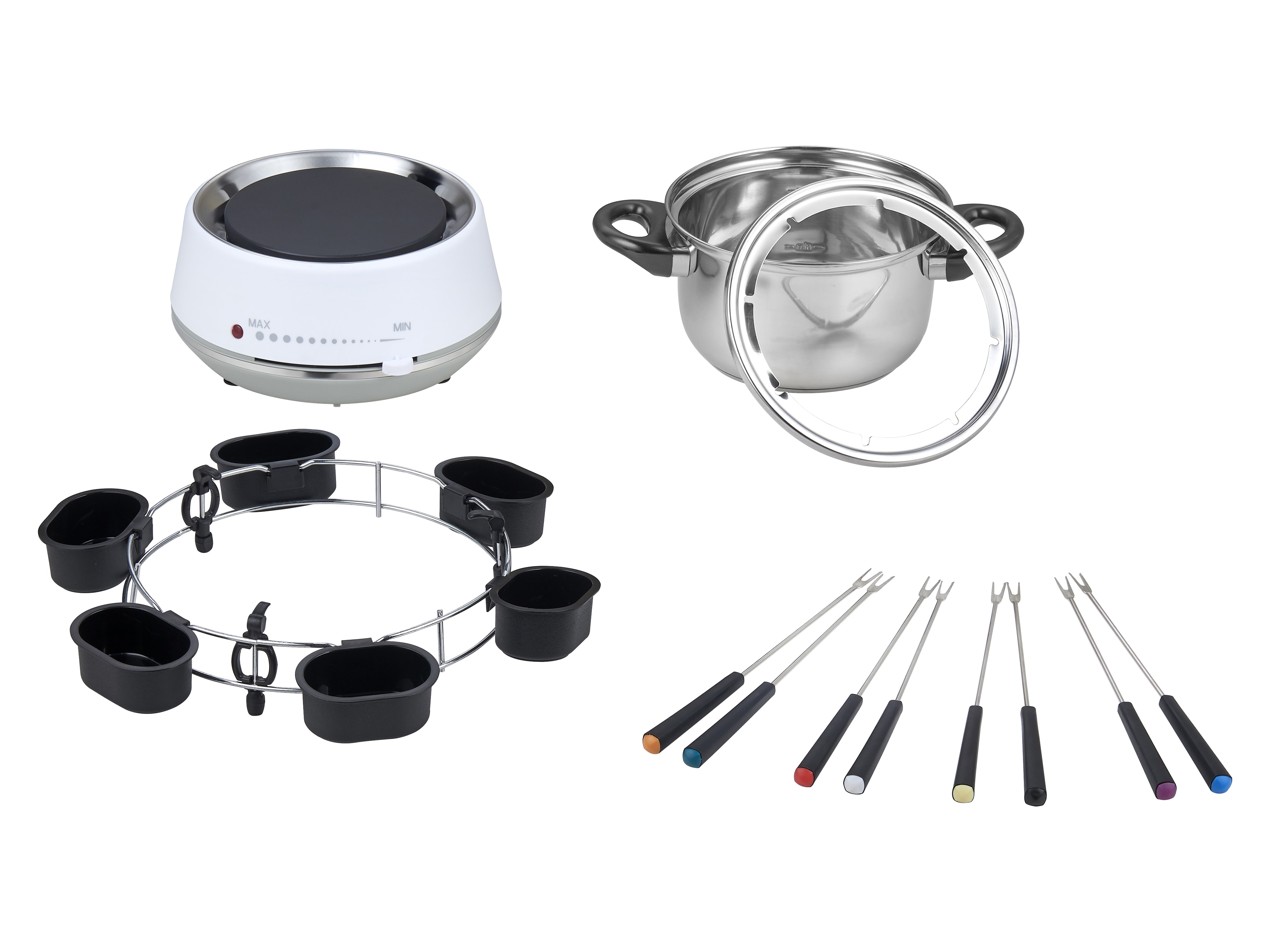 MELISSA Fondue-Set 16310230, 1200 W, 2 L, 8 Fonduegabel, Edelstahl, weiß MELISSA Fondue-Set 16310230, 1200 W, 2 L, 8 Fonduegabel, Edelstahl, weiß
