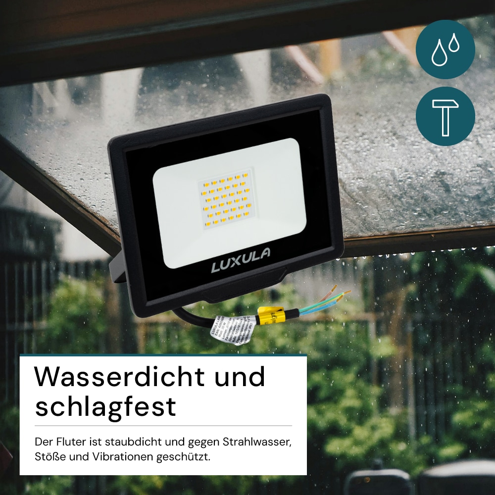 LUXULA LED-Fluter, EEK: F, 30W, 3000lm, 4000K, schwarz