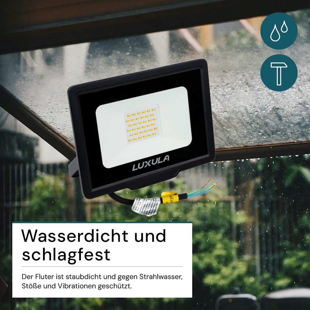 LUXULA LED-Fluter, EEK: F, 30W, 3000lm, 4000K, schwarz